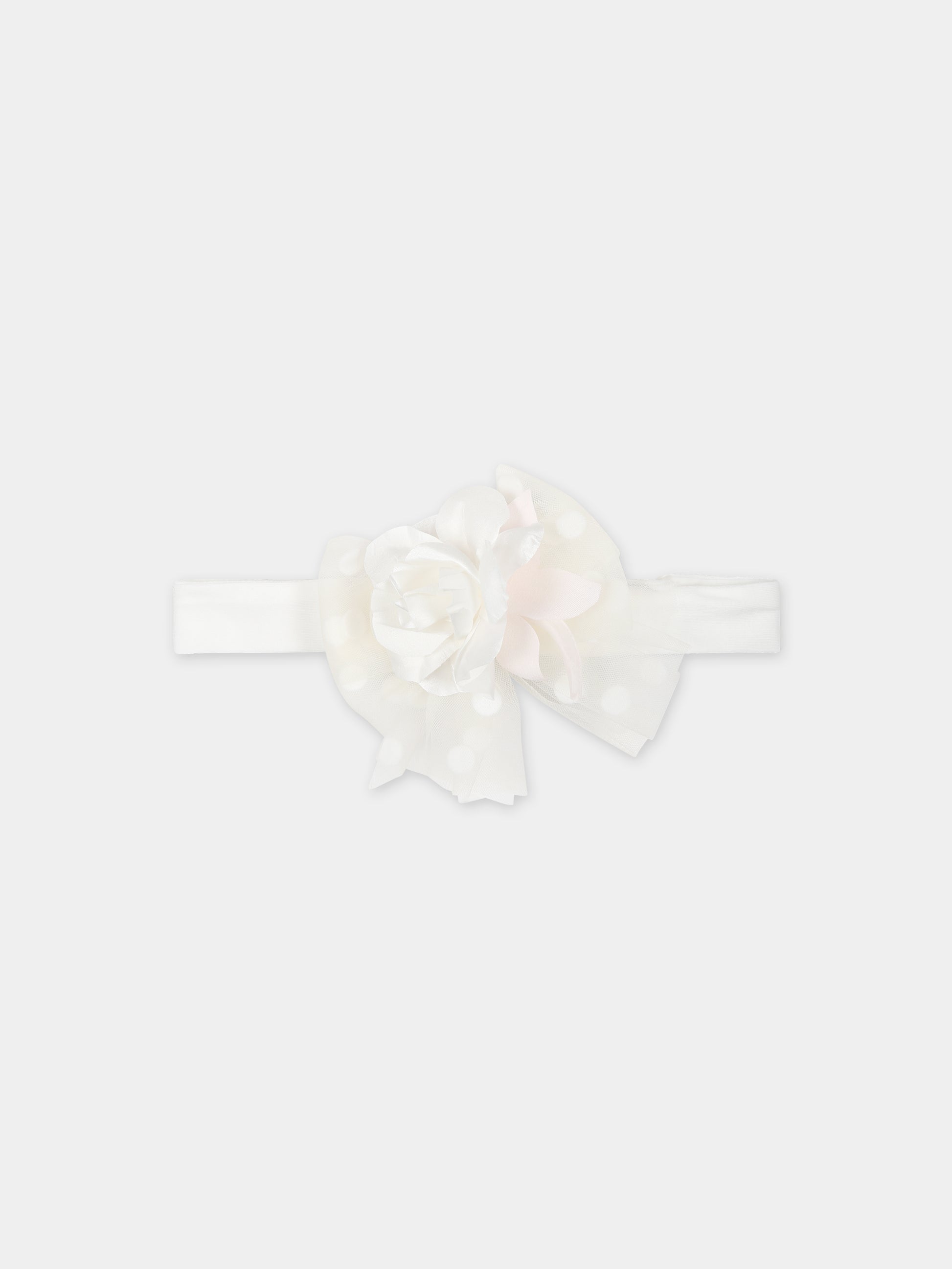 Fascia bianca per neonata con fiore,Monnalisa,73C006 3906 0001