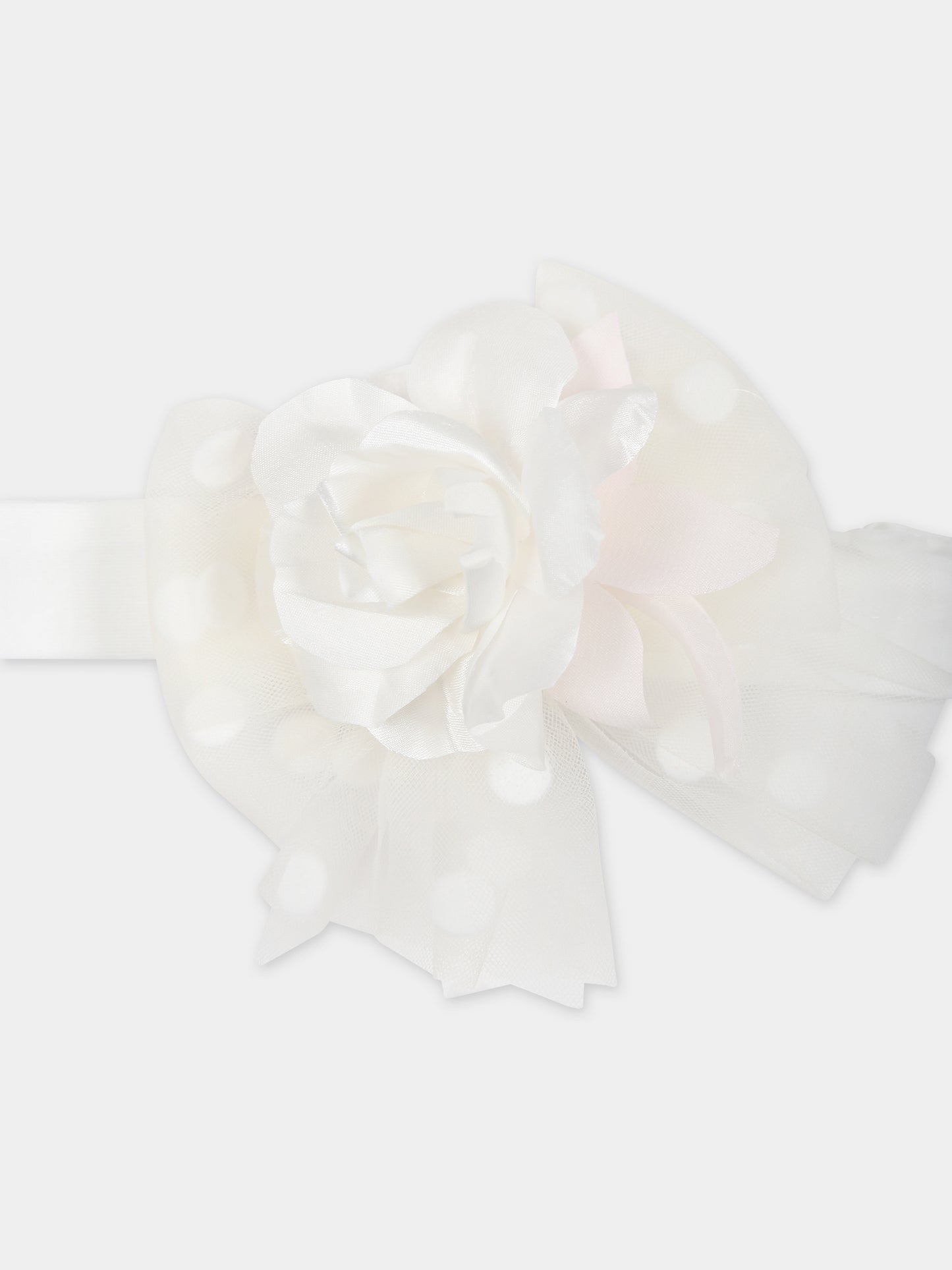 Fascia bianca per neonata con fiore,Monnalisa,73C006 3906 0001