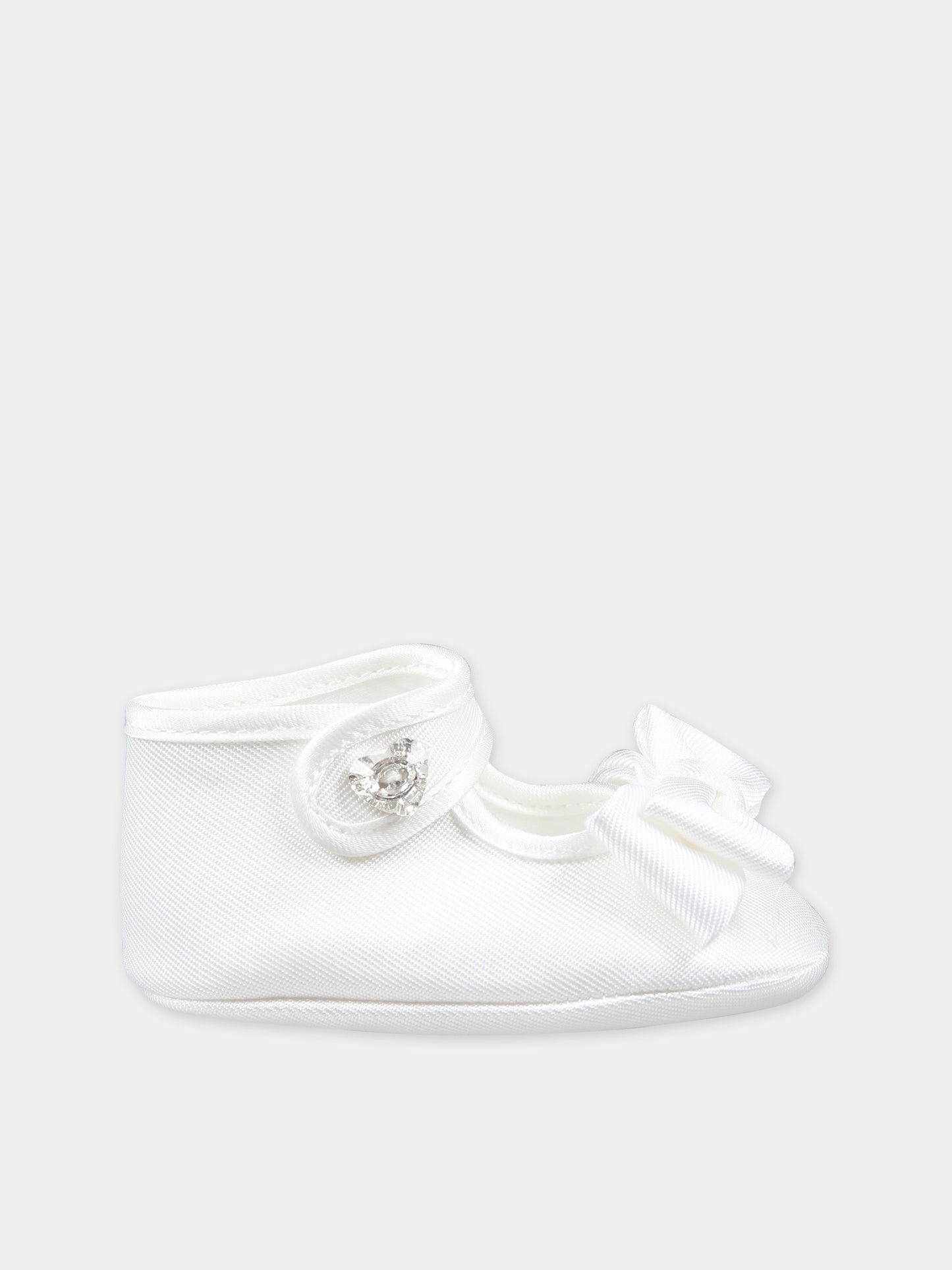 Ballerine bianche per neonata con fiocco,Monnalisa,73C000 3302 0001