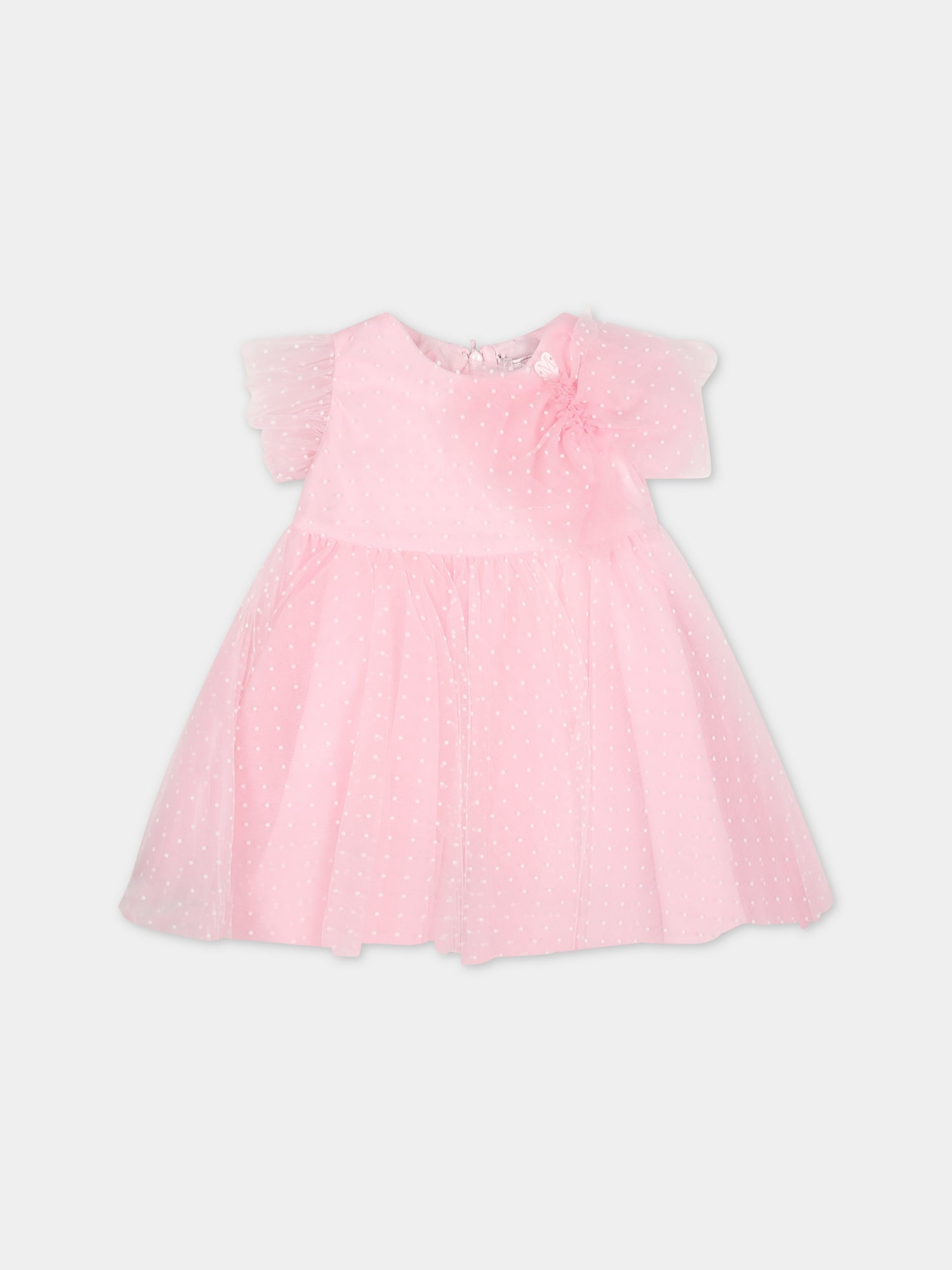 Vestito rosa per neonata con pois,Monnalisa,31C903 3902 9990