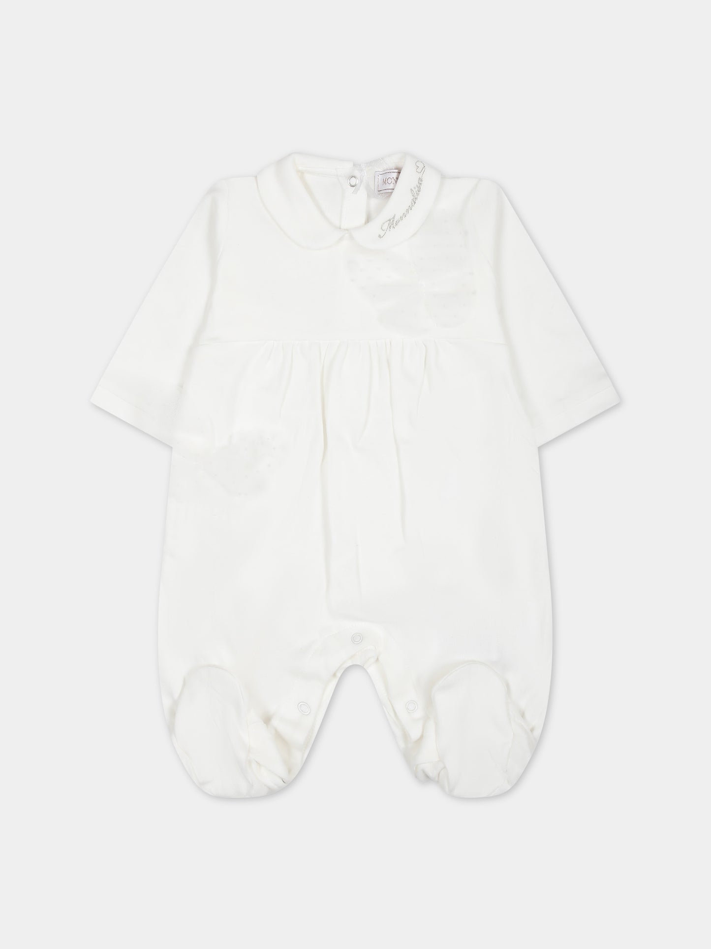 Tutina bianca per neonata con logo,Monnalisa,35C207 3000 0001