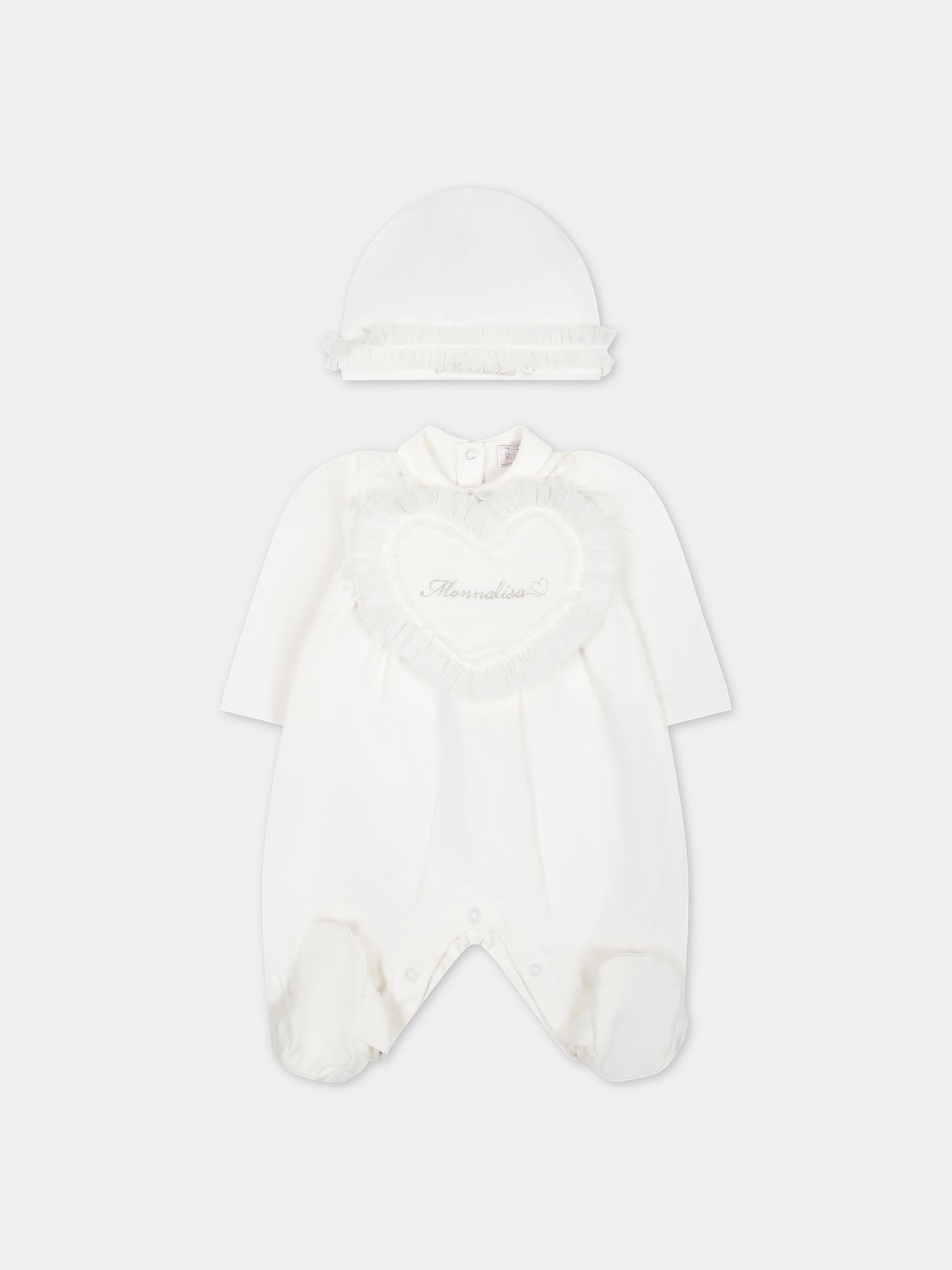 Set per neonata con cuore e rouches,Monnalisa,35C507 3000 0001