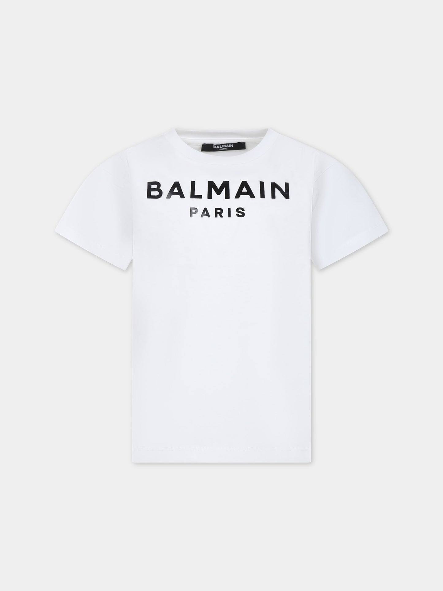 T-shirt bianca per bambini con logo,Balmain Kids,BU8P01 Z1751 100NE