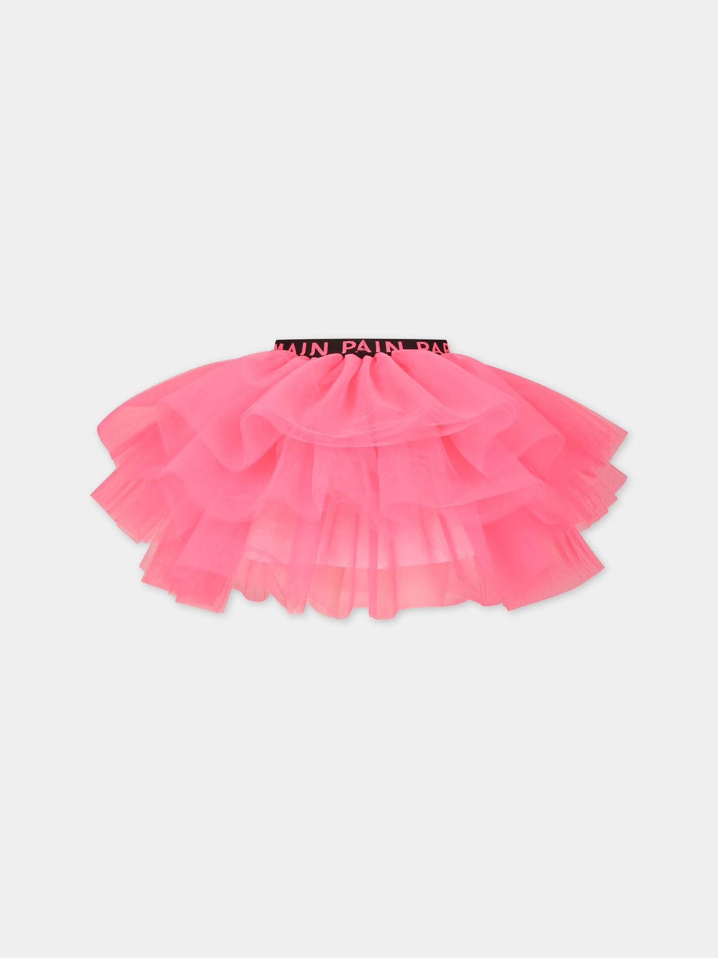 Gonna fucsia per bambina con logo,Balmain Kids,BU7A61 T0078 590