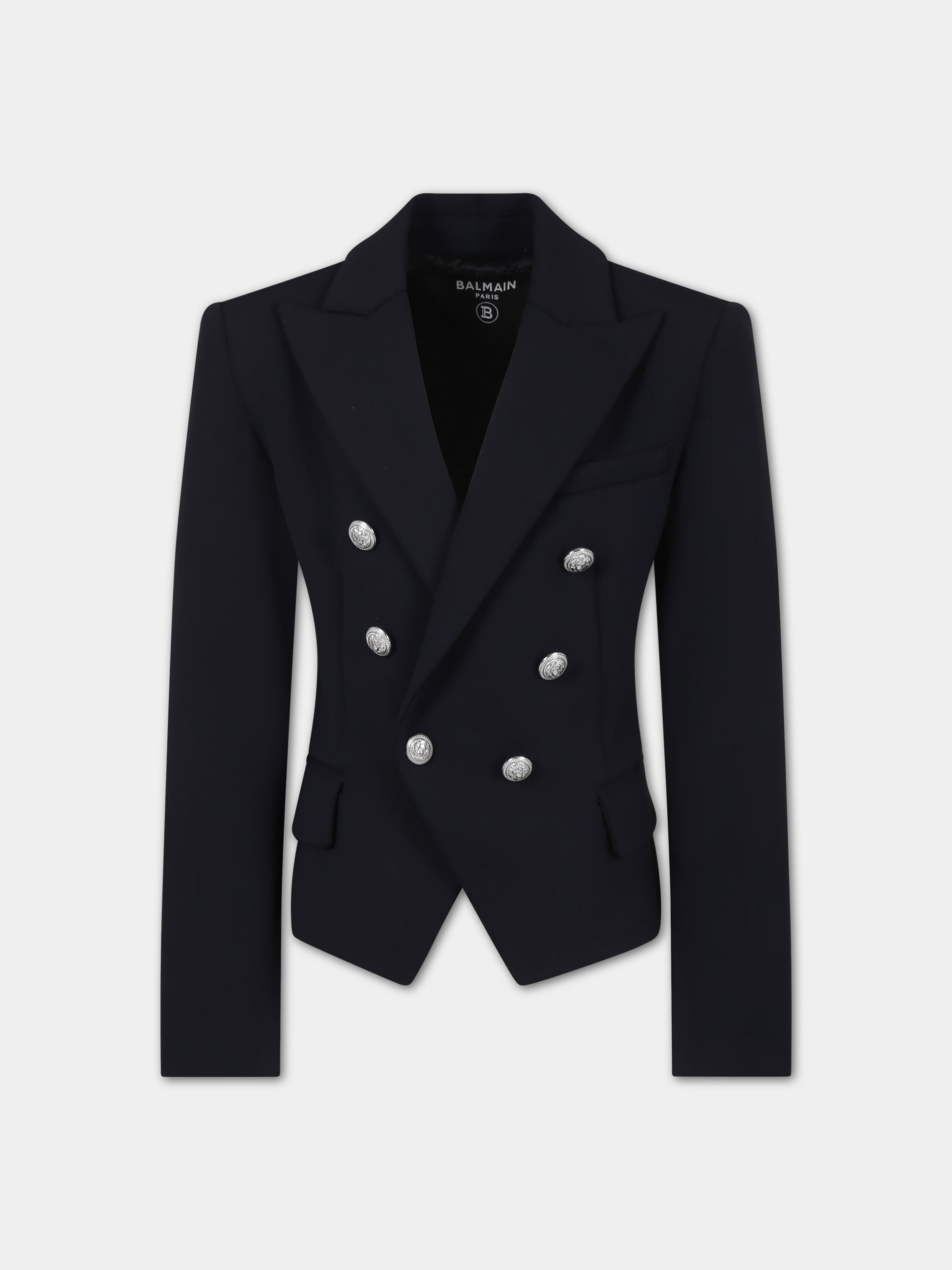 Giacca nera per bambina,Balmain Kids,BU2B54 A0141 930