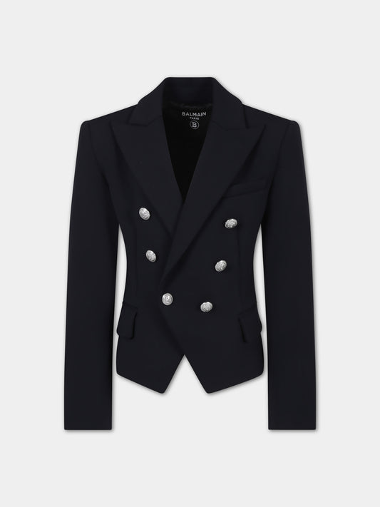 Giacca nera per bambina,Balmain Kids,BU2B54 A0141 930