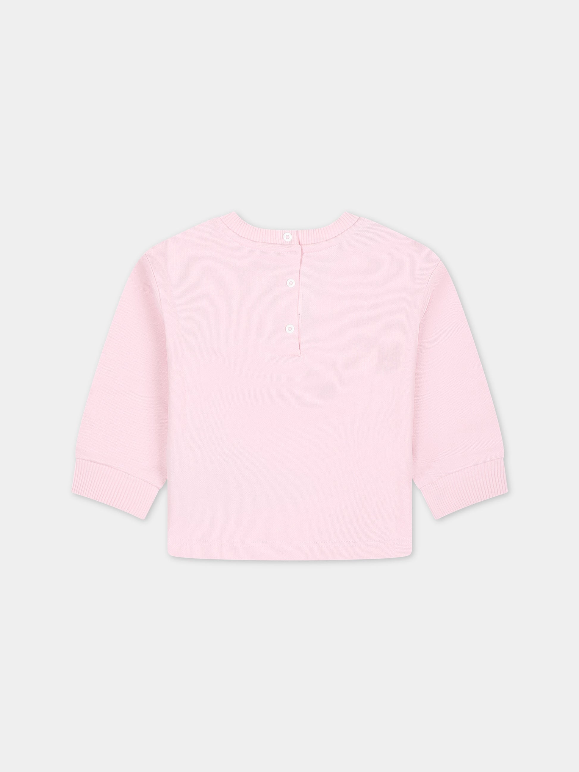 Felpa rosa per neonata con logo ricamato,Balmain Kids,BU4010 Z1753 540