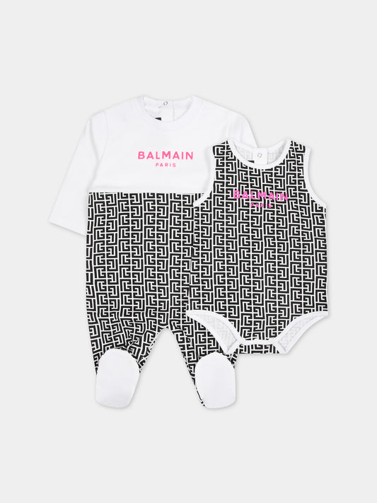Set tutina multicolor per neonata con logo,Balmain Kids,BUB56A Z1866 930FU