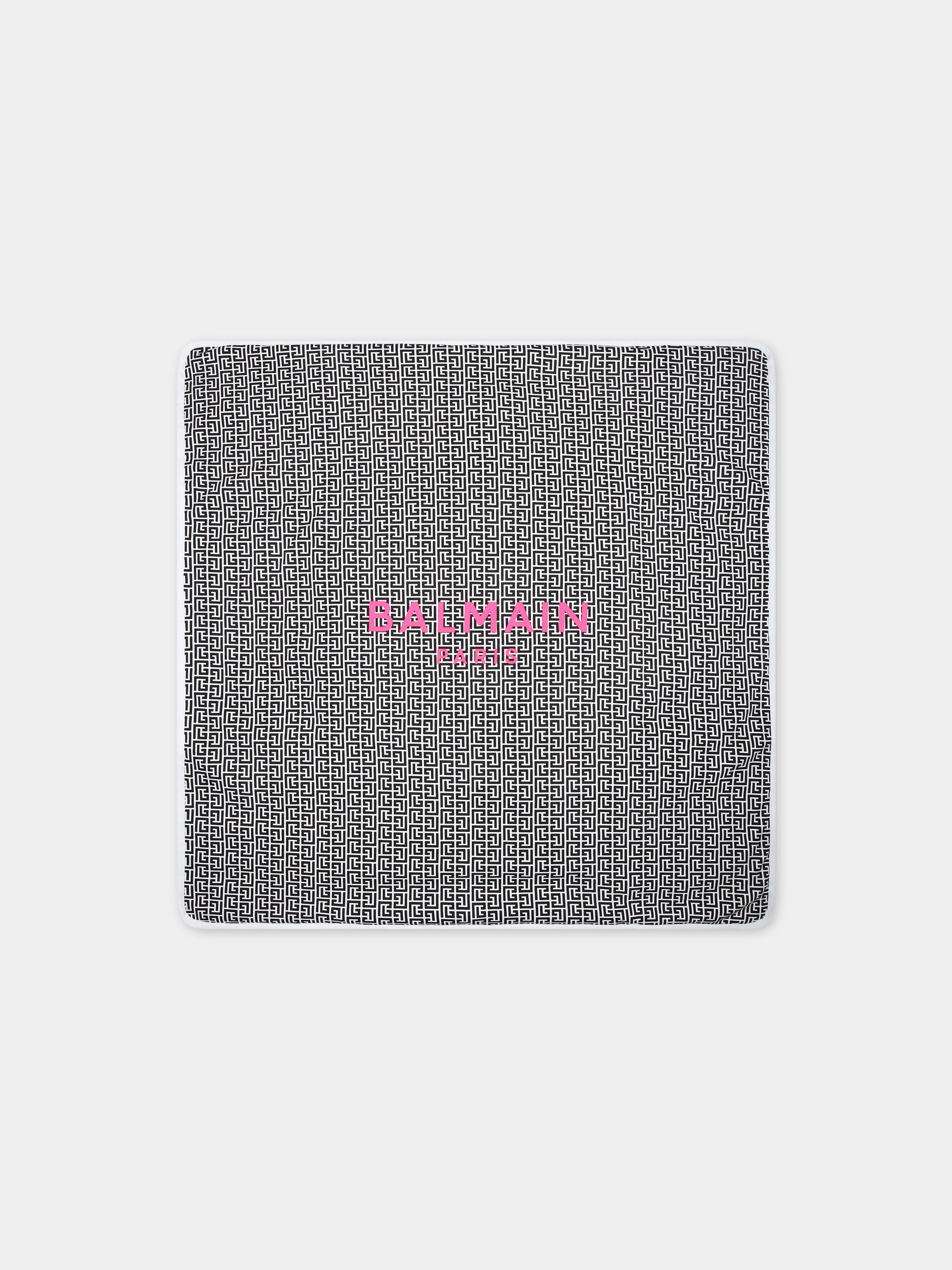 Coperta multicolor per neonata con iconico labyrinth,Balmain Kids,BU0770 Z1866 930FU