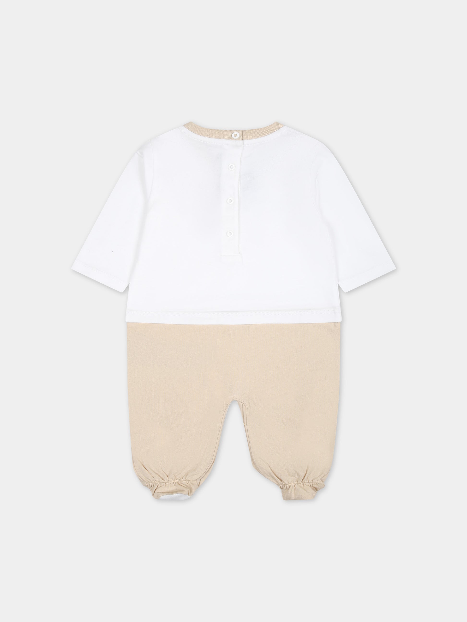 Set tutina beige per neonati con logo,Balmain Kids,BUB54A Z0057 100BG