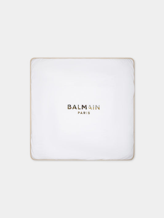 Coperta bianca per neonati con logo,Balmain Kids,BU0520 Z0057 100BG