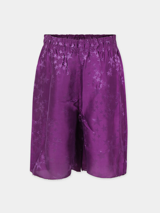 Shorts viola per bambina con stelle all-over,Zadig & Voltaire Kids,X60023 91E
