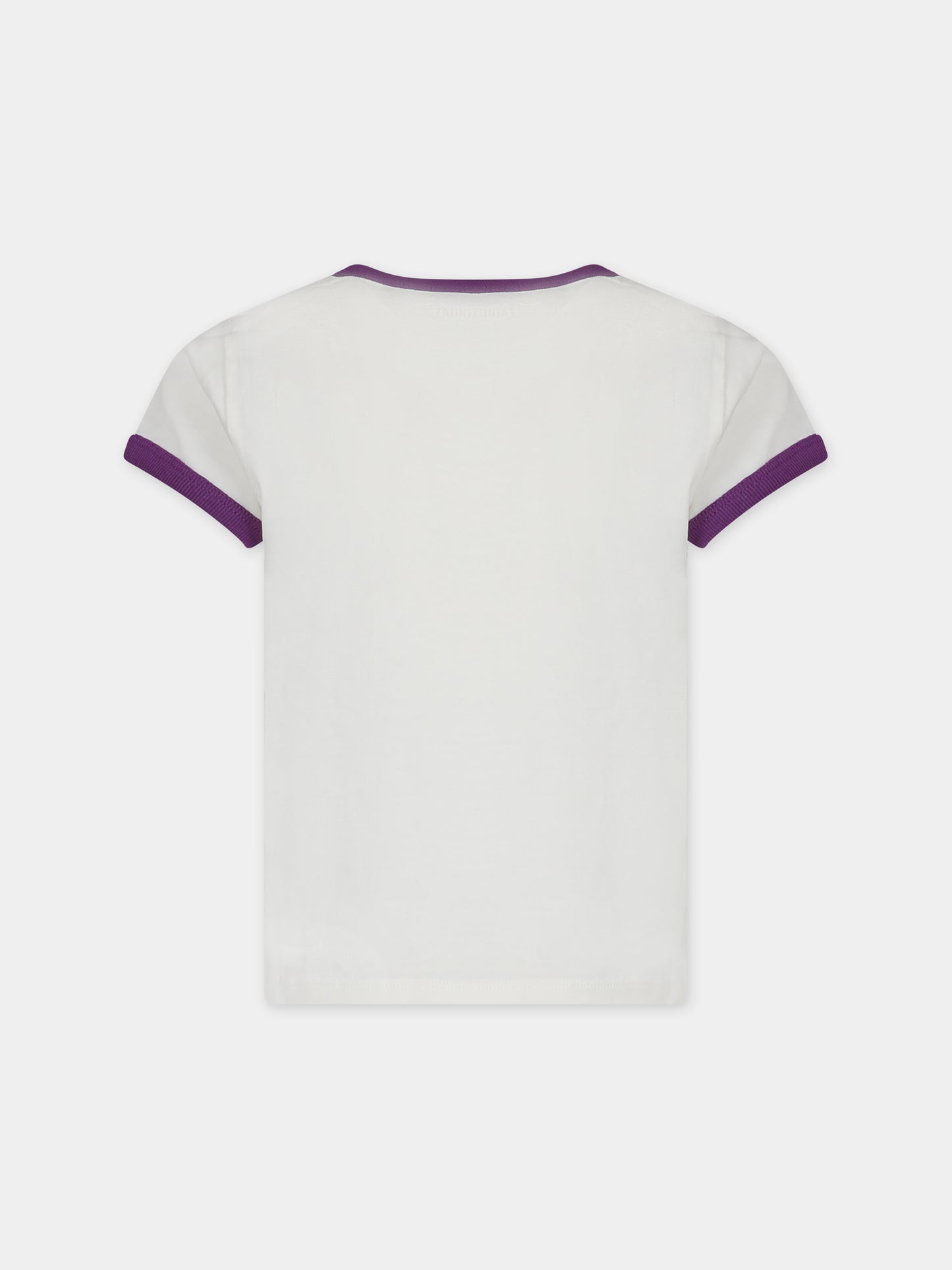 T-shirt bianca per bambina con stampa con strass,Zadig & Voltaire Kids,X60040 182