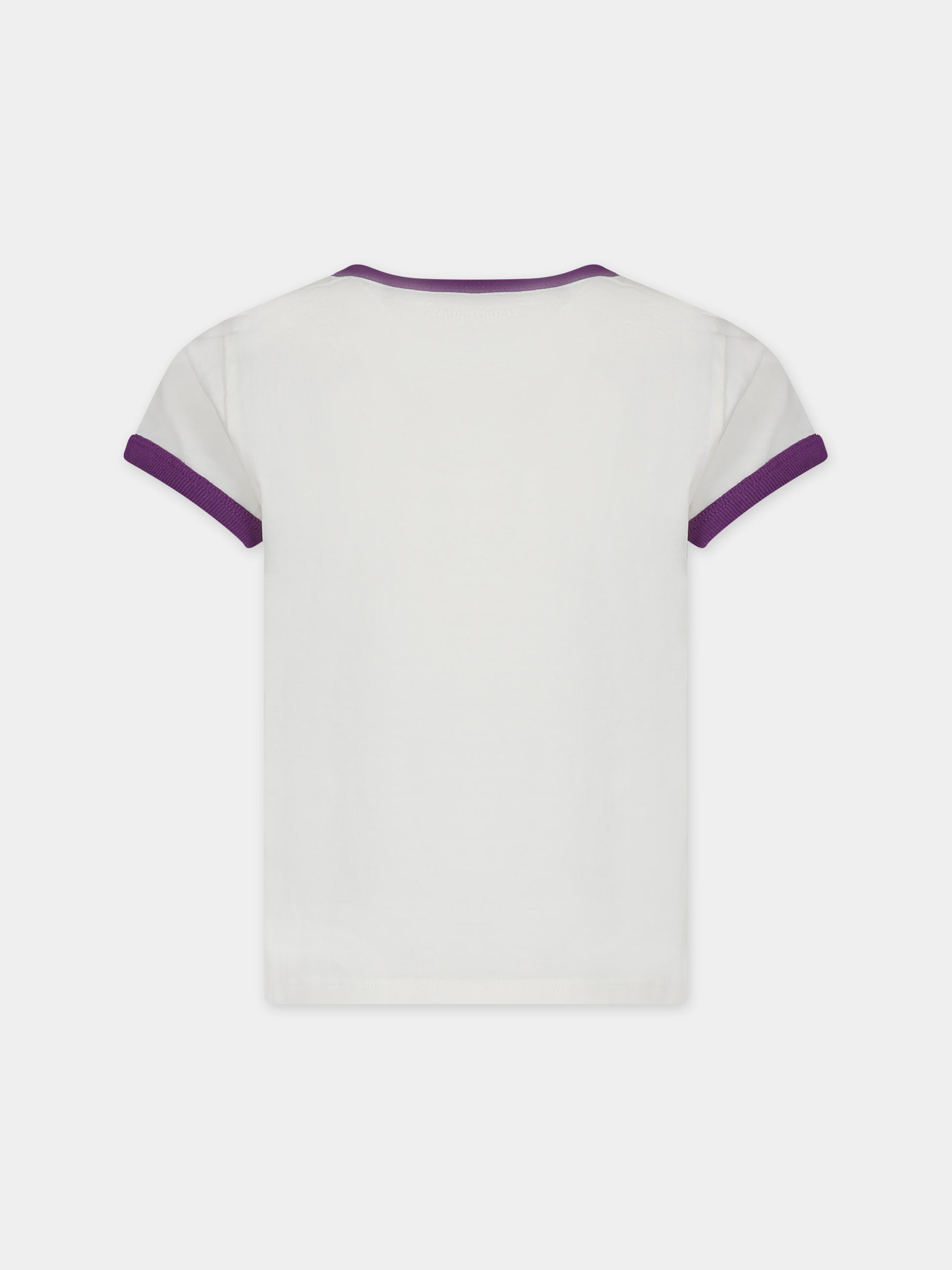 T-shirt bianca per bambina con stampa con strass,Zadig & Voltaire Kids,X60040 182