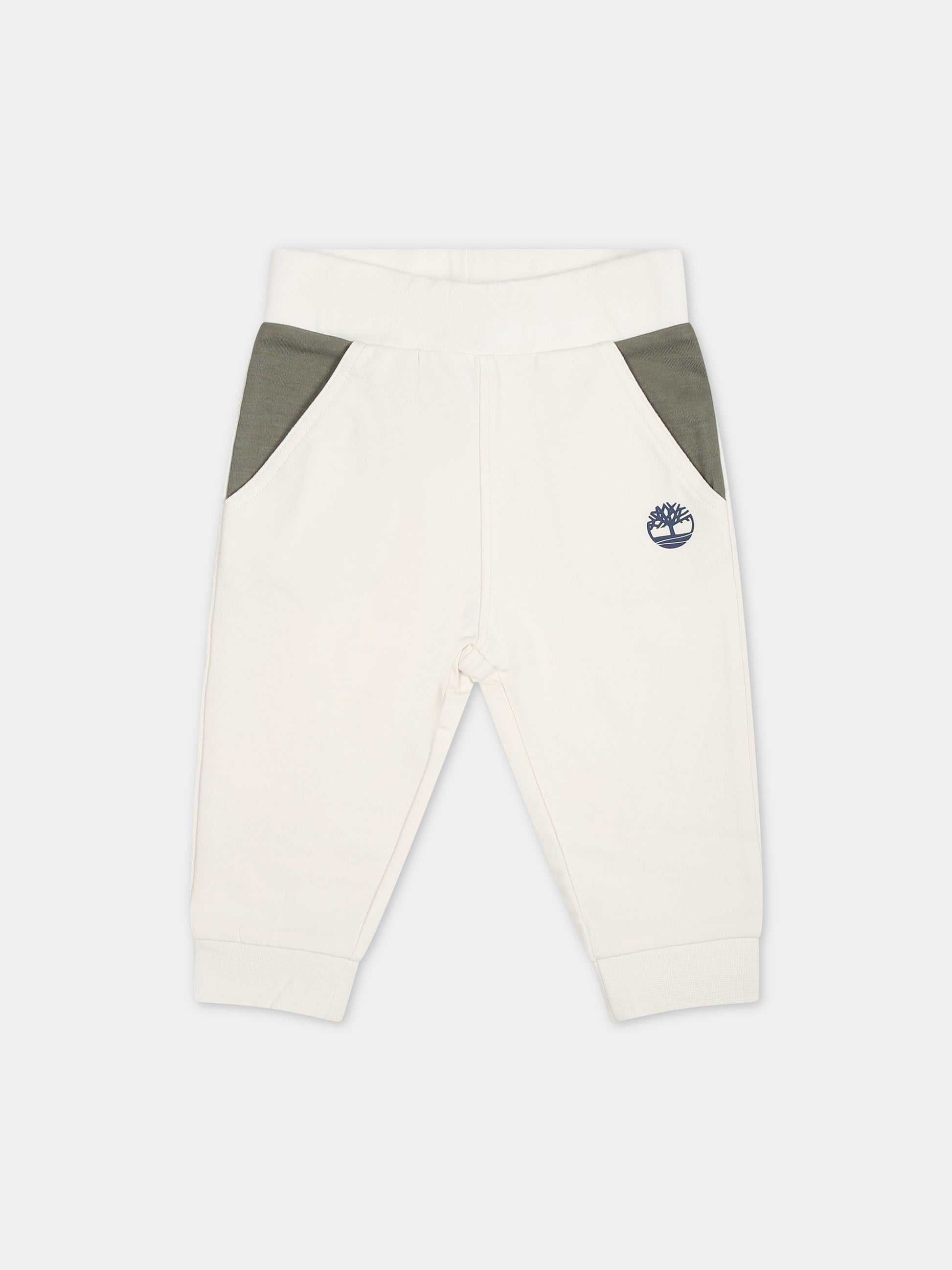 Pantaloni avorio per neonato con logo,Timberland,T60177 127