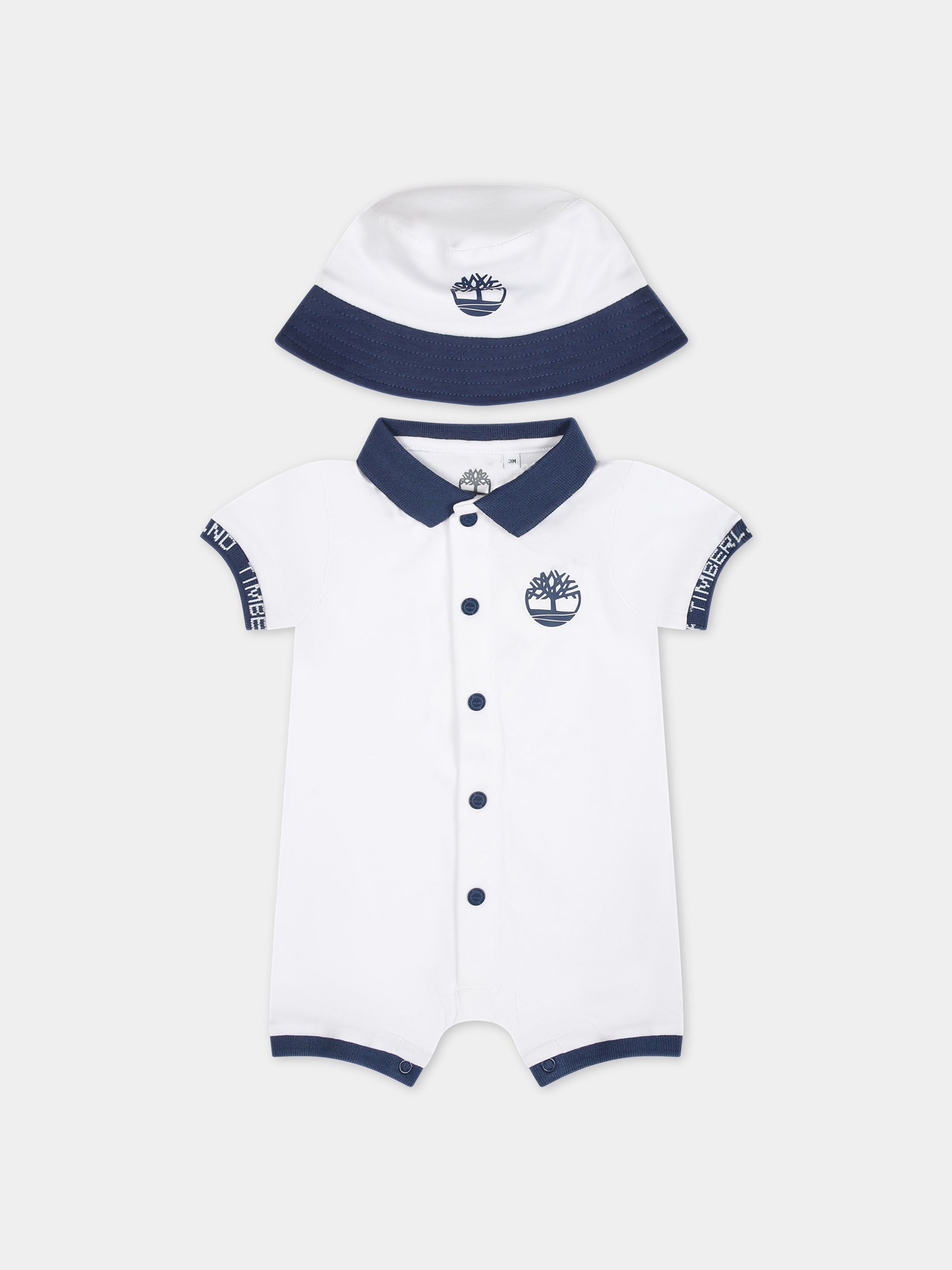 Pagliaccetto bianco per neonato con logo,Timberland,T60187 10P