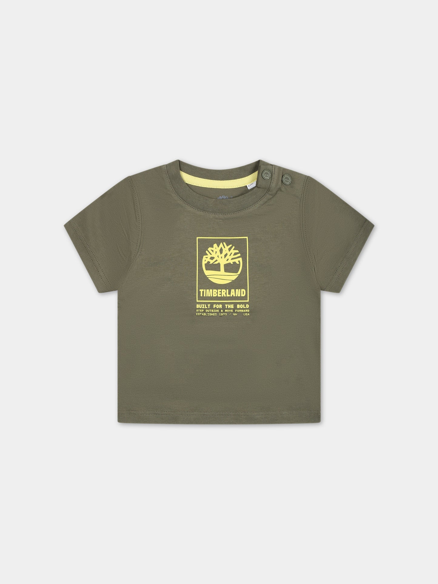 T-shirt verde per neonato con logo,Timberland,T60100 724