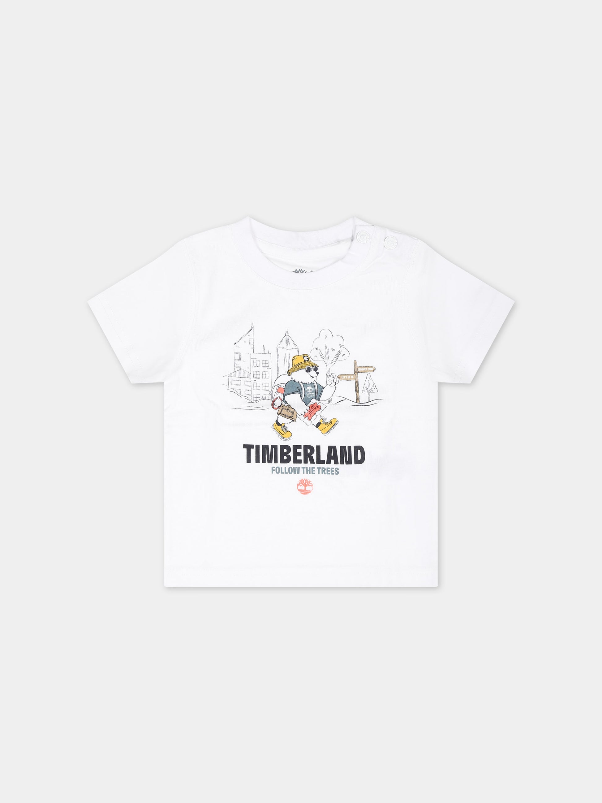 T-shirt bianca per neonato con stampa,Timberland,T60106 10P