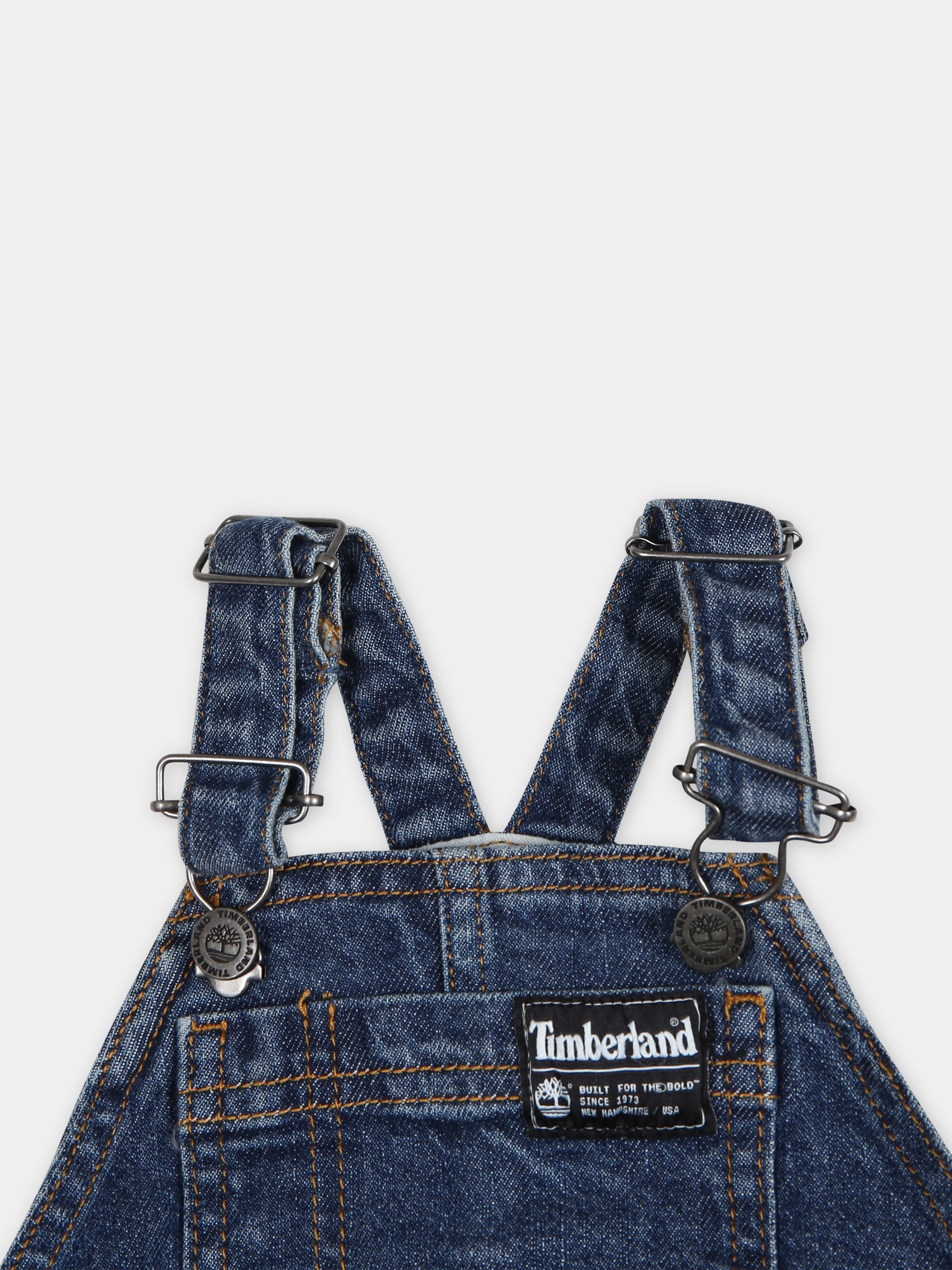 Salopette in denim per neonato con logo,Timberland,T60132 Z25