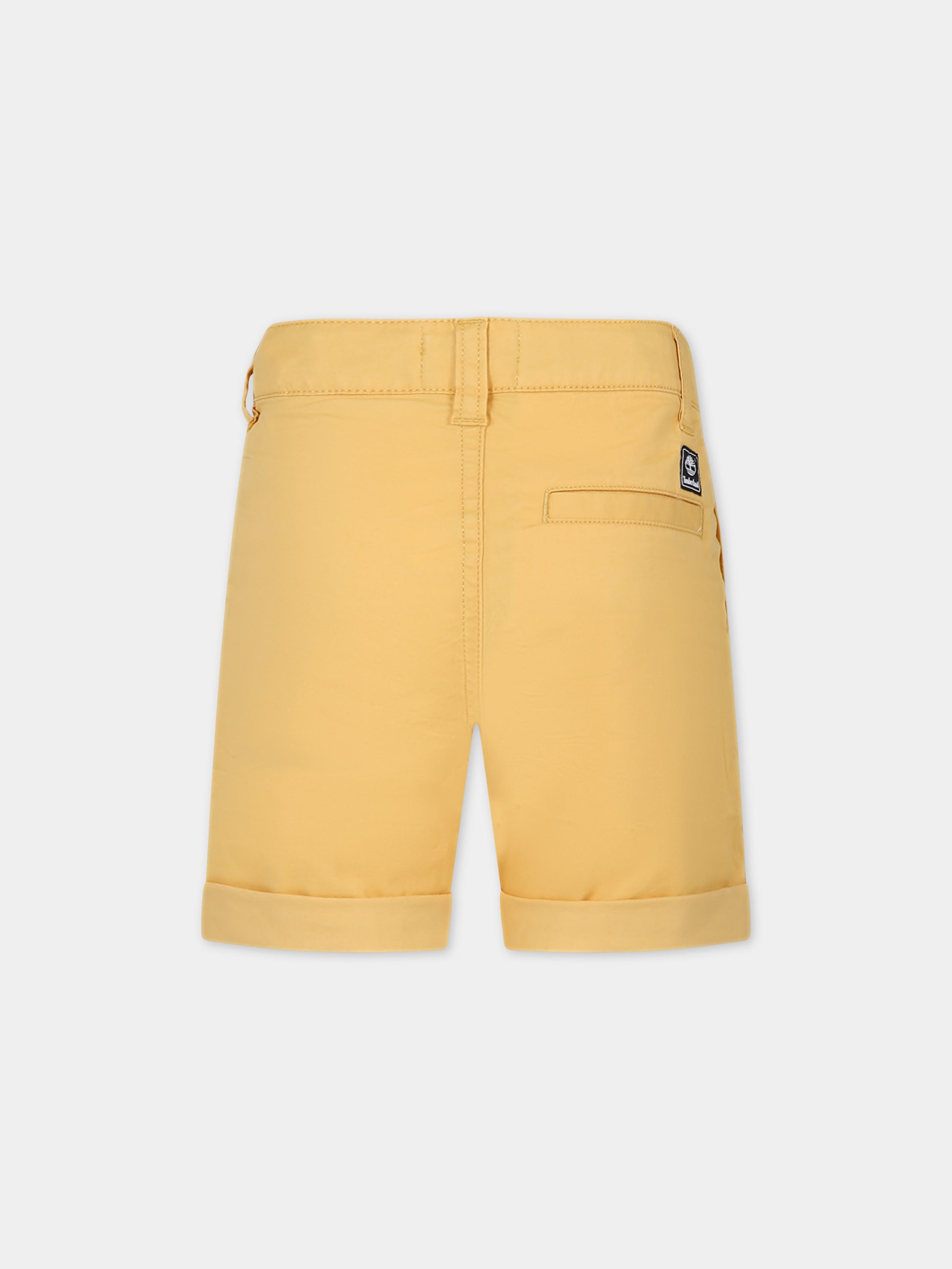 Shorts gialli per bambino con logo,Timberland,T60071 58C