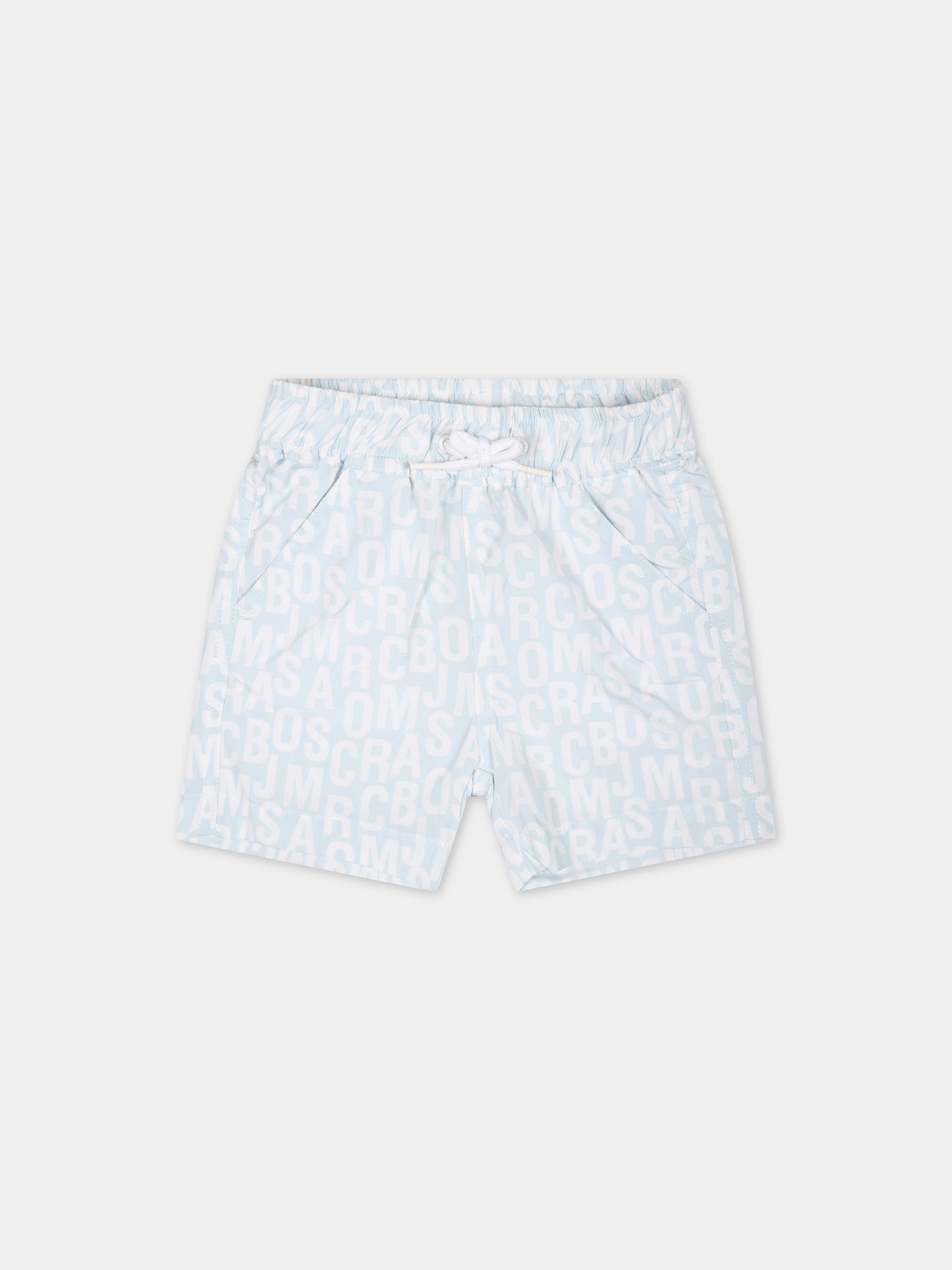 Boxer celeste per bambino con logo all-over,Little Marc Jacobs,W60154 791