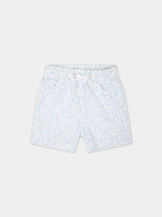 Boxer celeste per bambino con logo all-over,Little Marc Jacobs,W60154 791