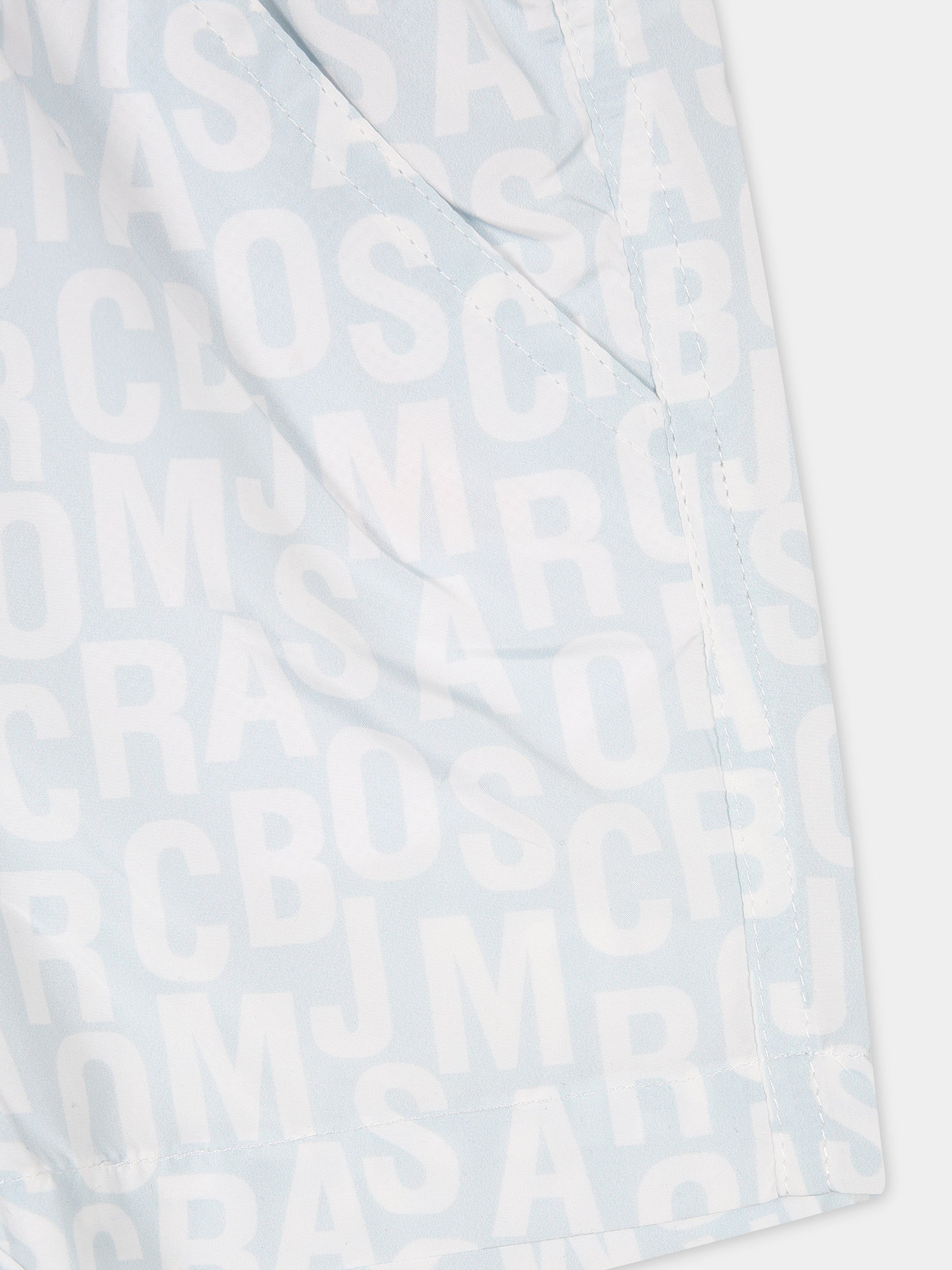 Boxer celeste per bambino con logo all-over,Little Marc Jacobs,W60154 791