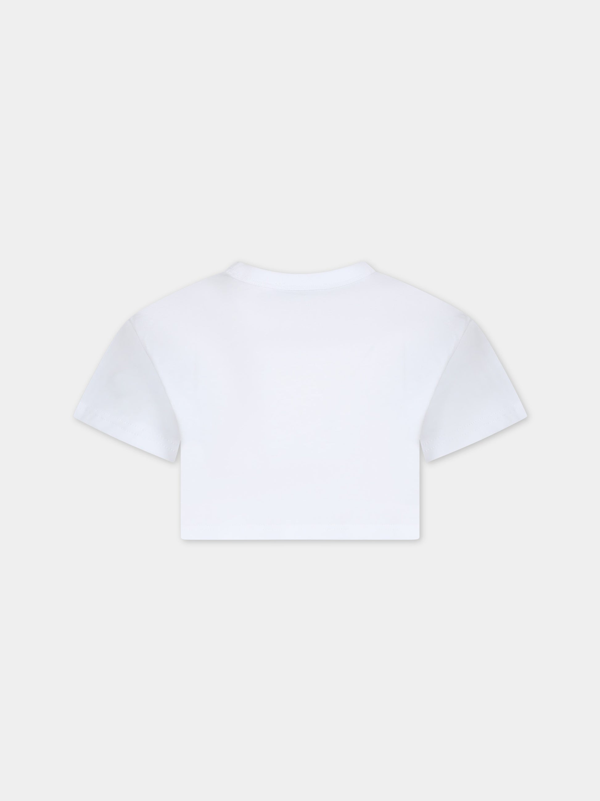 T-shirt crop bianca per bambina con logo,Little Marc Jacobs,W60168 10P