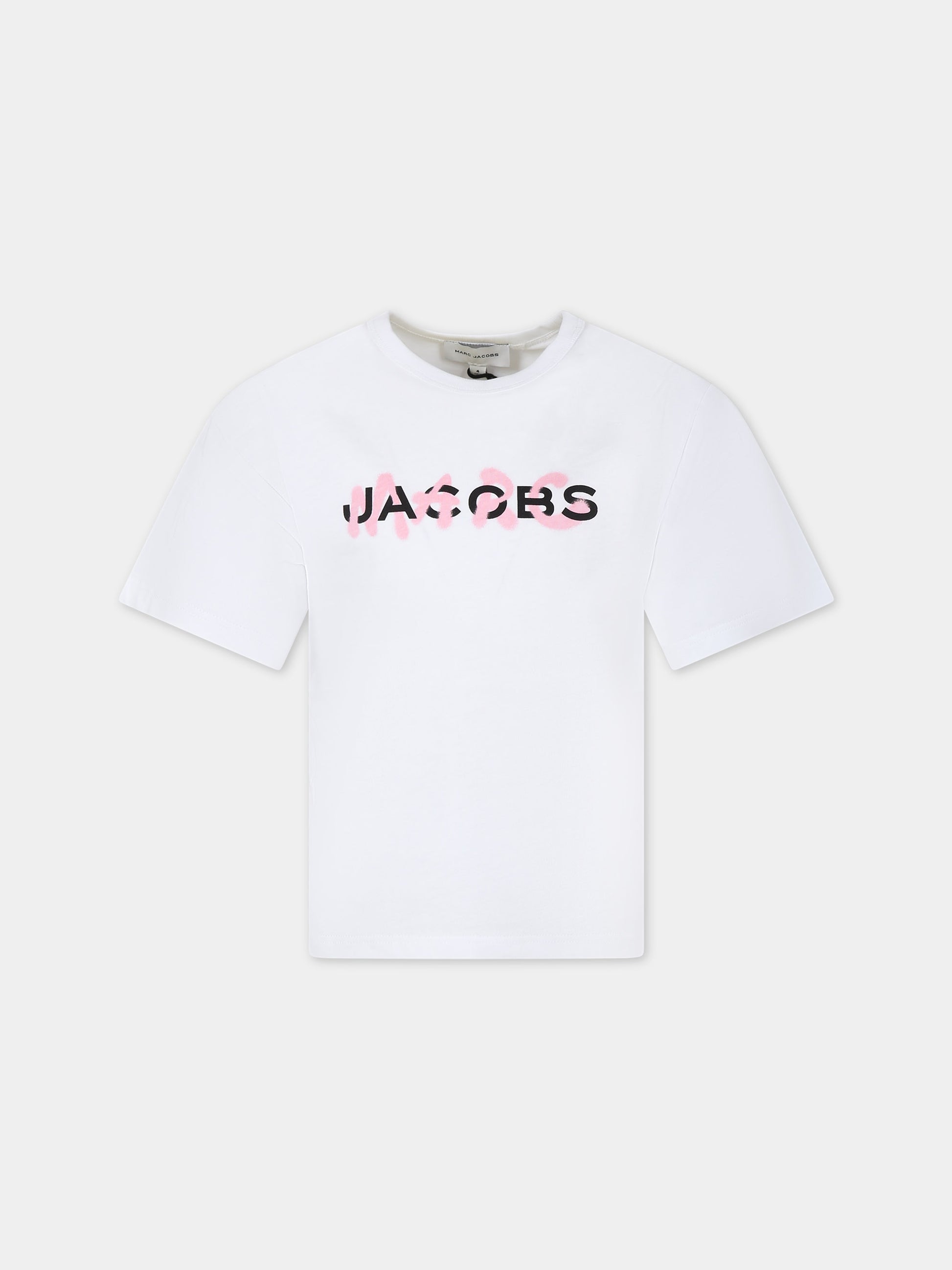 T-shirt bianca per bambina con logo,Little Marc Jacobs,W60205 10P