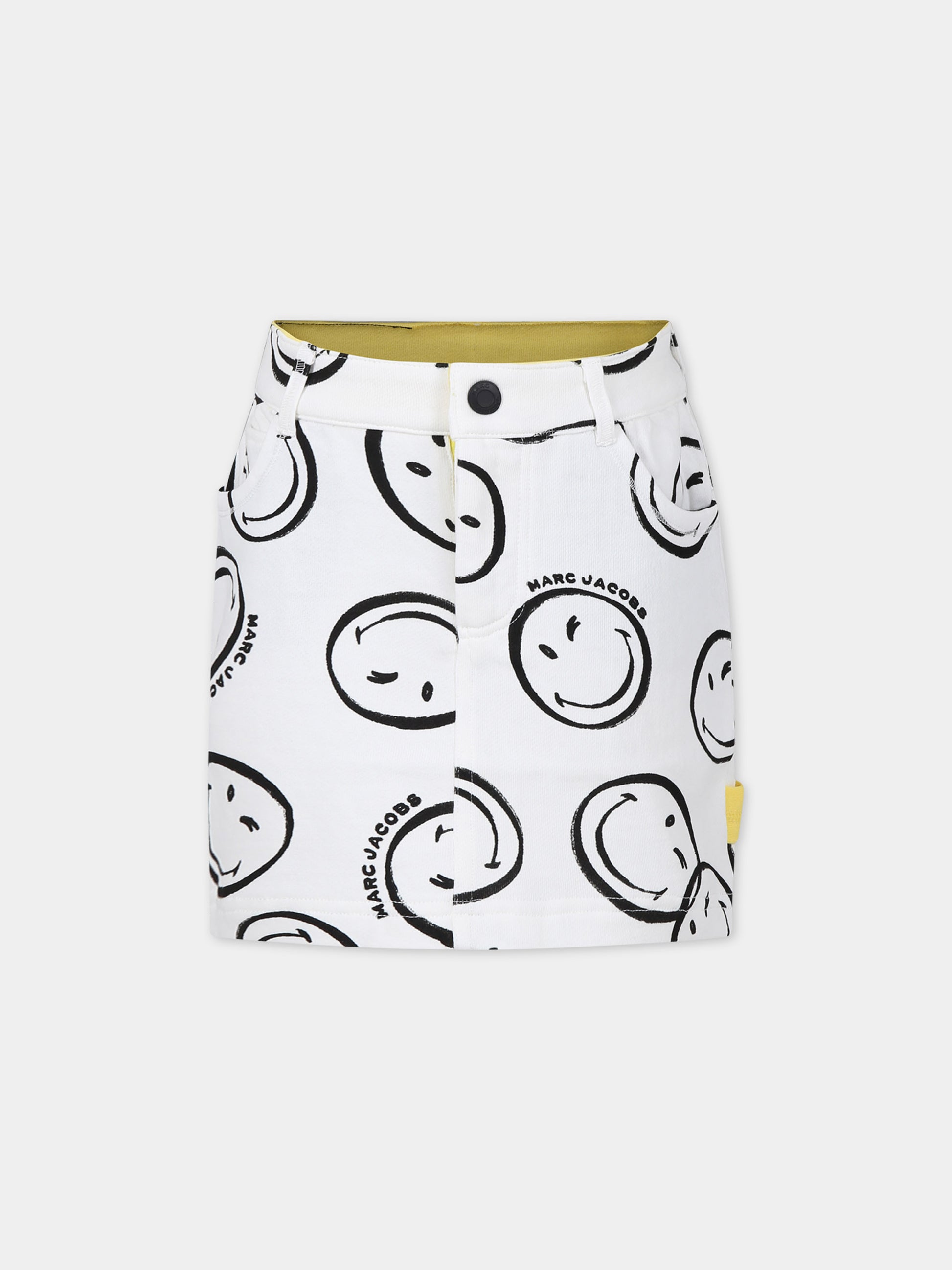 Gonna bianca per bambina con smiley e logo,Little Marc Jacobs,W60177 126