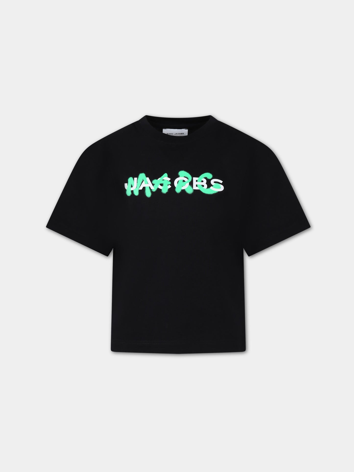 T-shirt nera per bambini con logo,Little Marc Jacobs,W60212 09B