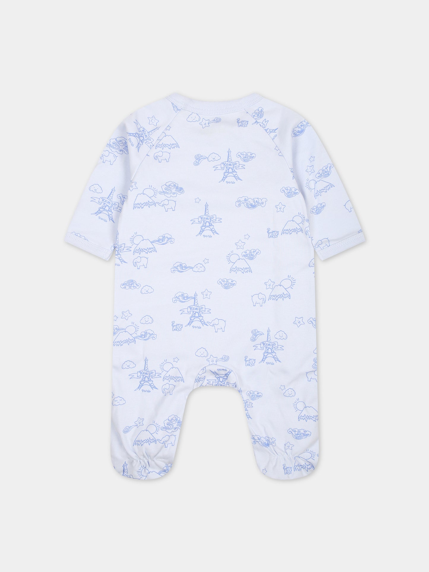 Set celeste per neonato con Tour Eiffel e logo,Kenzo Kids,K60074 771