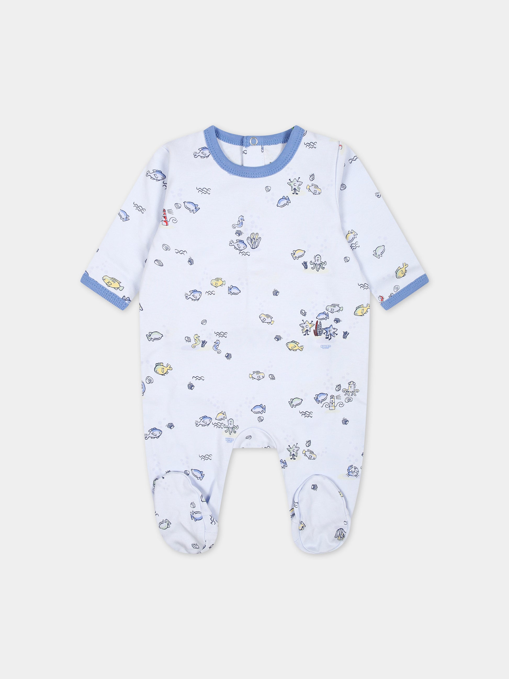 Set celeste per neonato con stampa e logo,Kenzo Kids,K60067 771