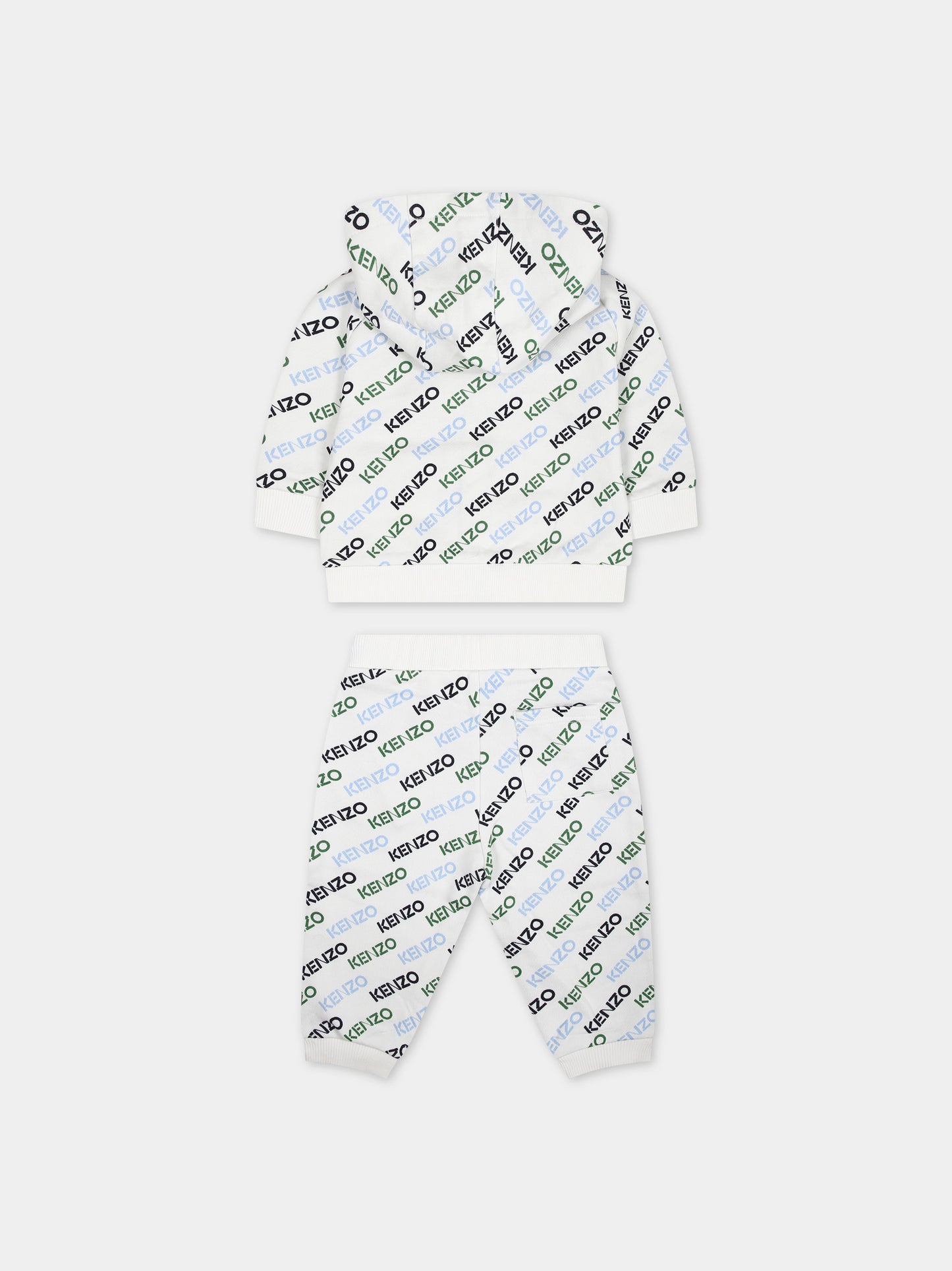 Completo bianco per neonato con logo all-over,Kenzo Kids,K60144 12P