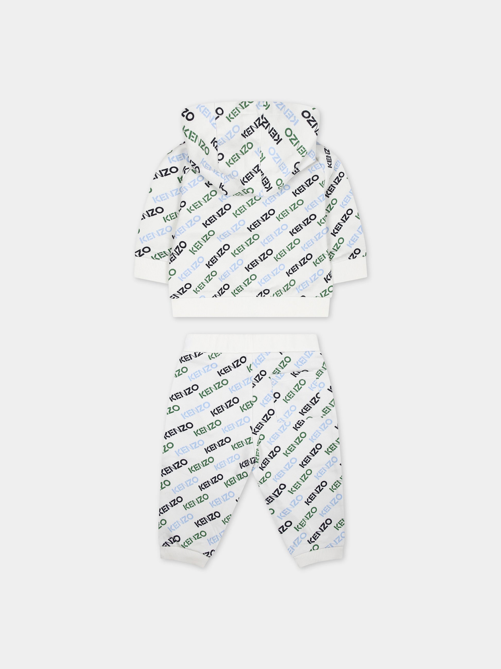 Completo bianco per neonato con logo all-over,Kenzo Kids,K60144 12P