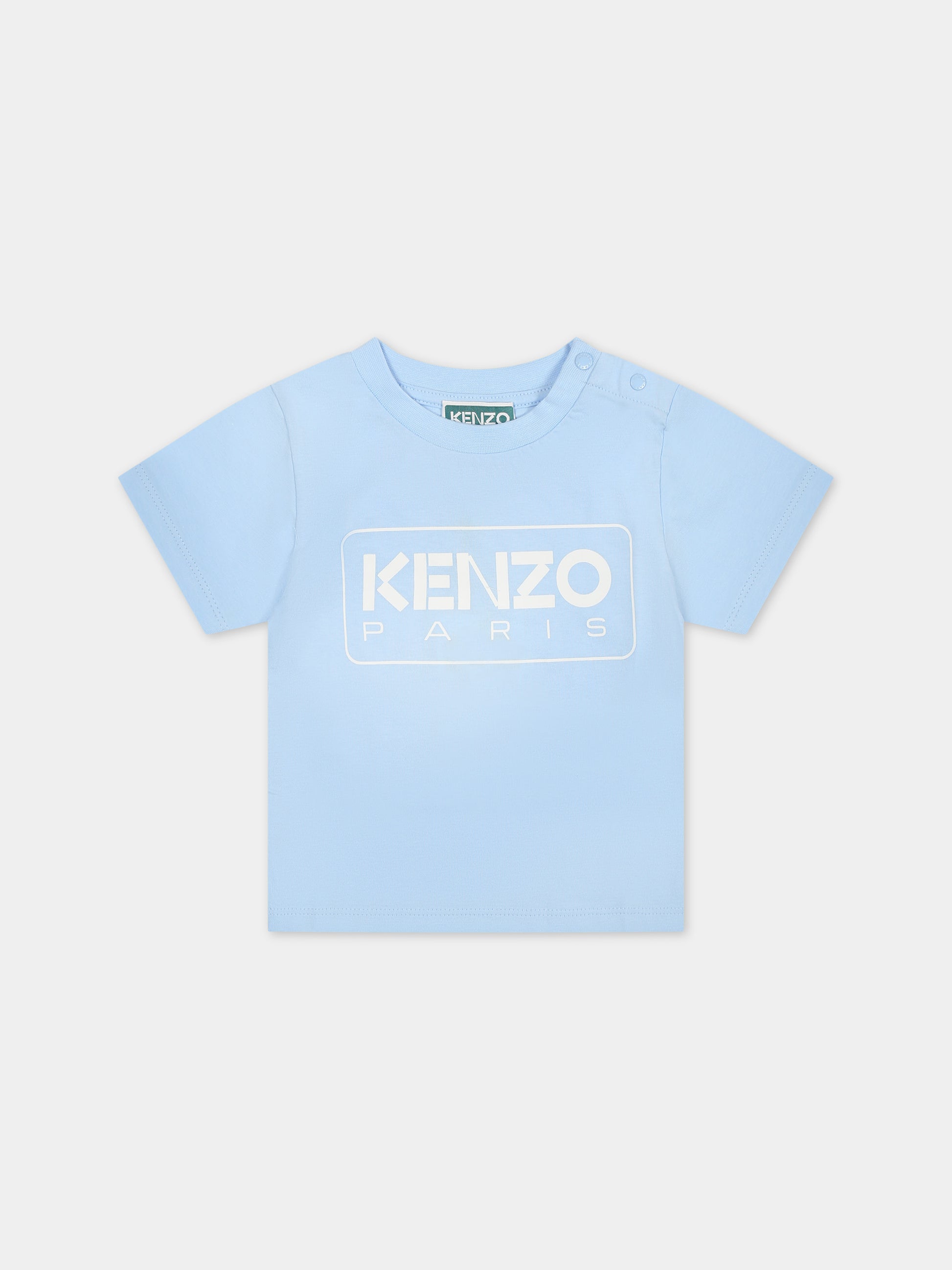 T-shirt celeste per neonato con logo,Kenzo Kids,K60161 79H
