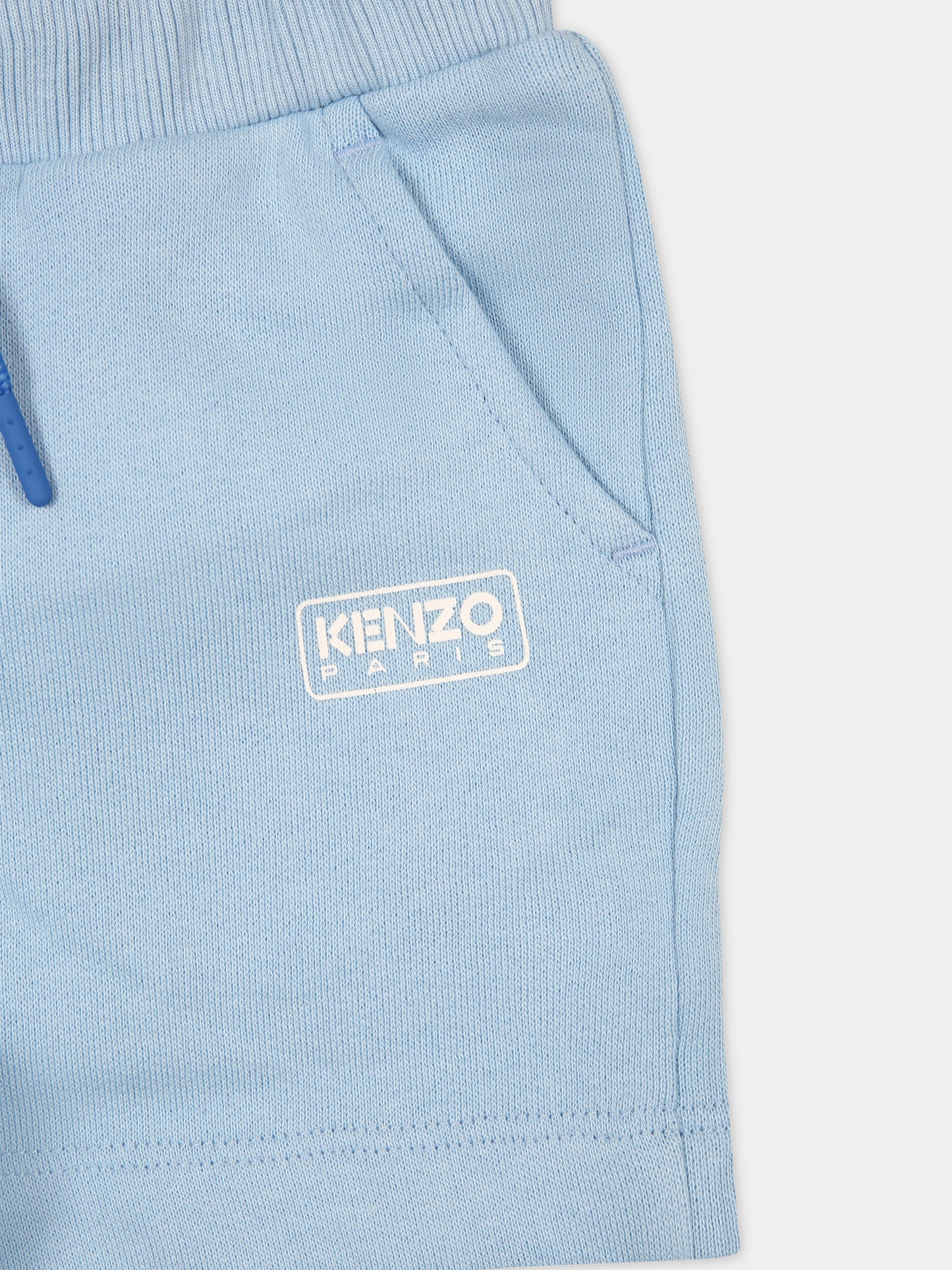 Shorts celeste per neonato con logo,Kenzo Kids,K60152 79H