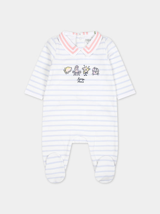 Tutina bianca per neonata con stampe,Kenzo Kids,K60051 10P