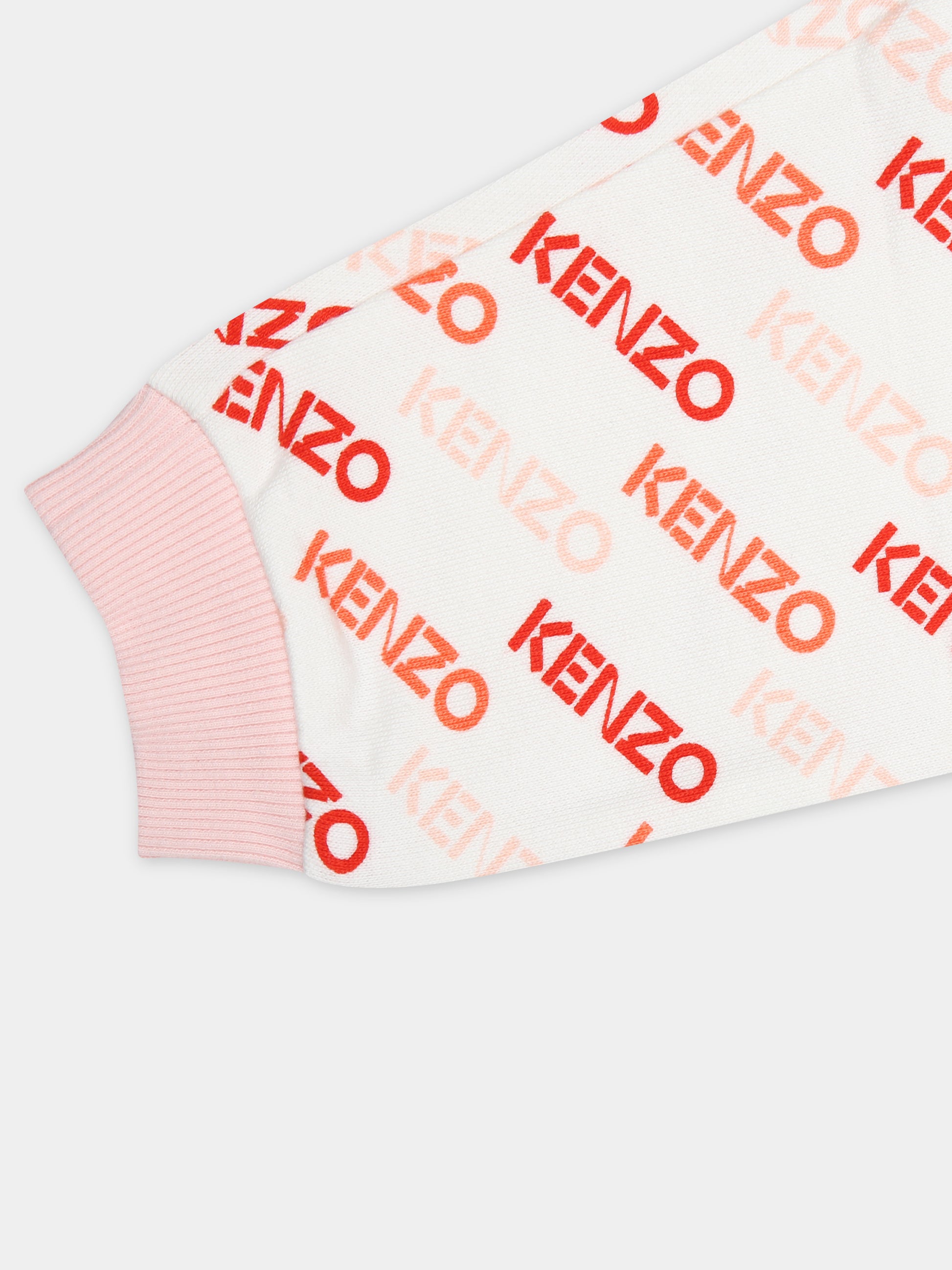 Completo bianco per neonata con logo all-over,Kenzo Kids,K60099 12P