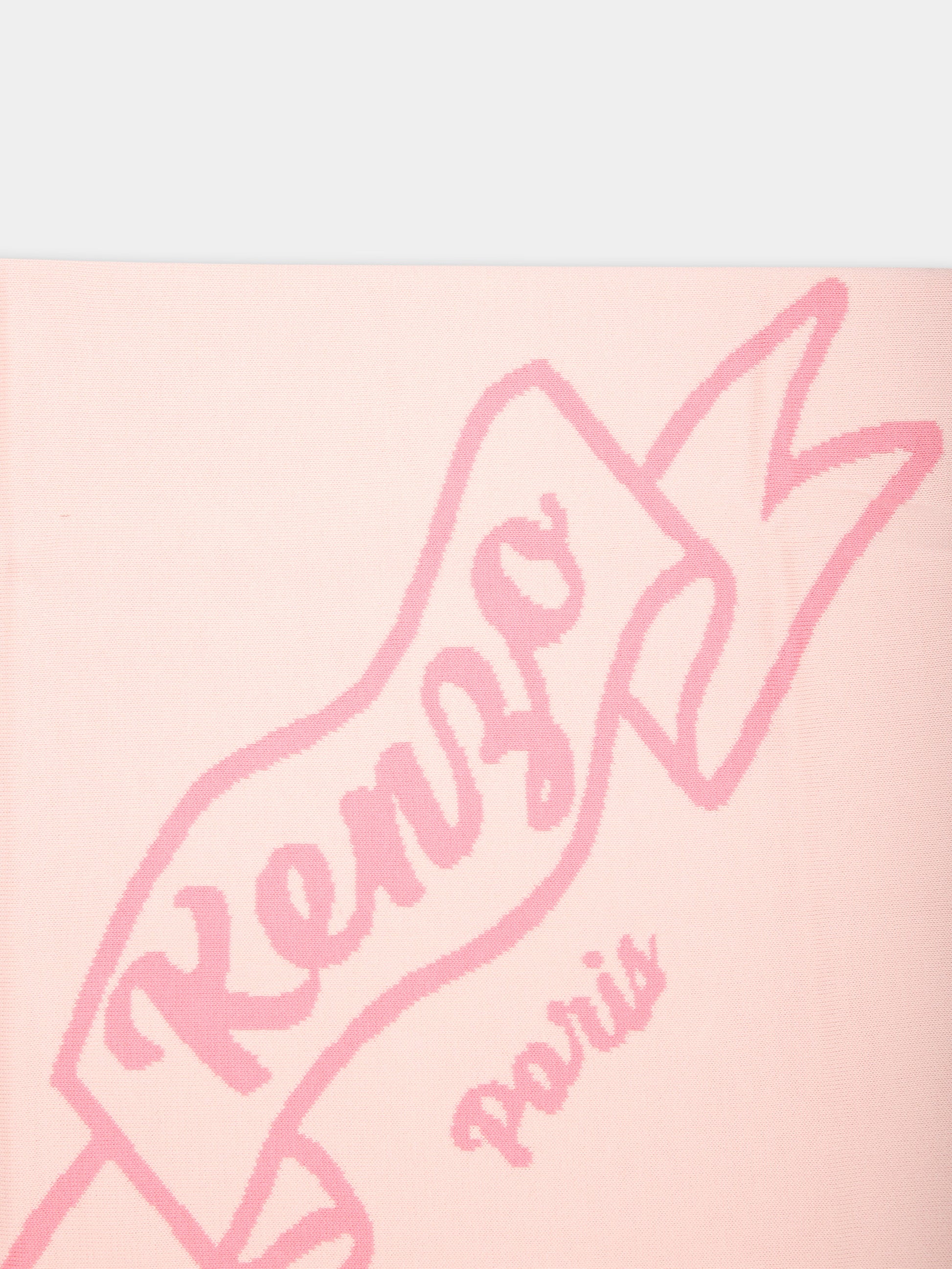 Coperta rosa per neonata con logo,Kenzo Kids,K60018 46T