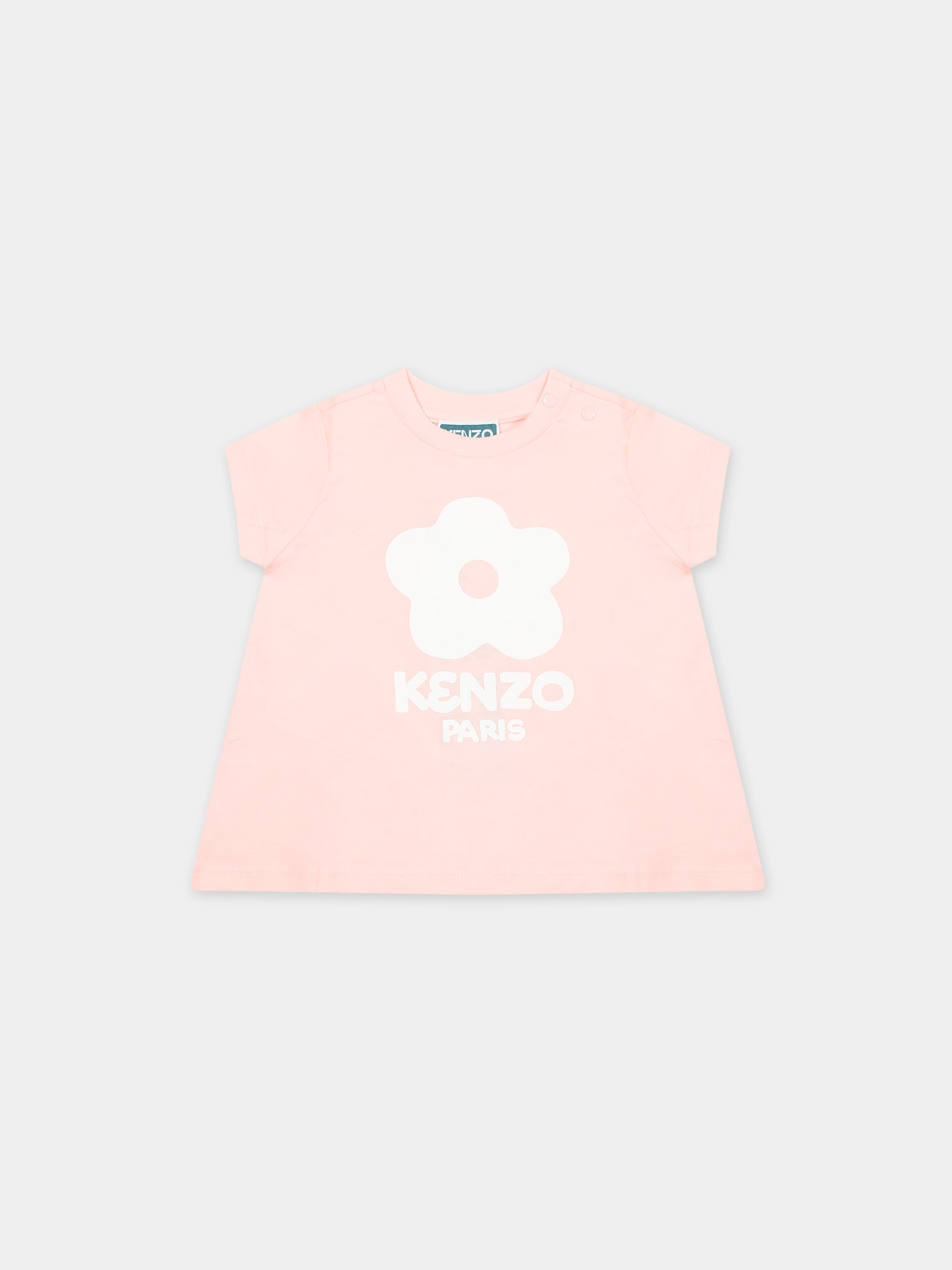 T-shirt rosa per neonata con Boke Flower,Kenzo Kids,K60126 46T