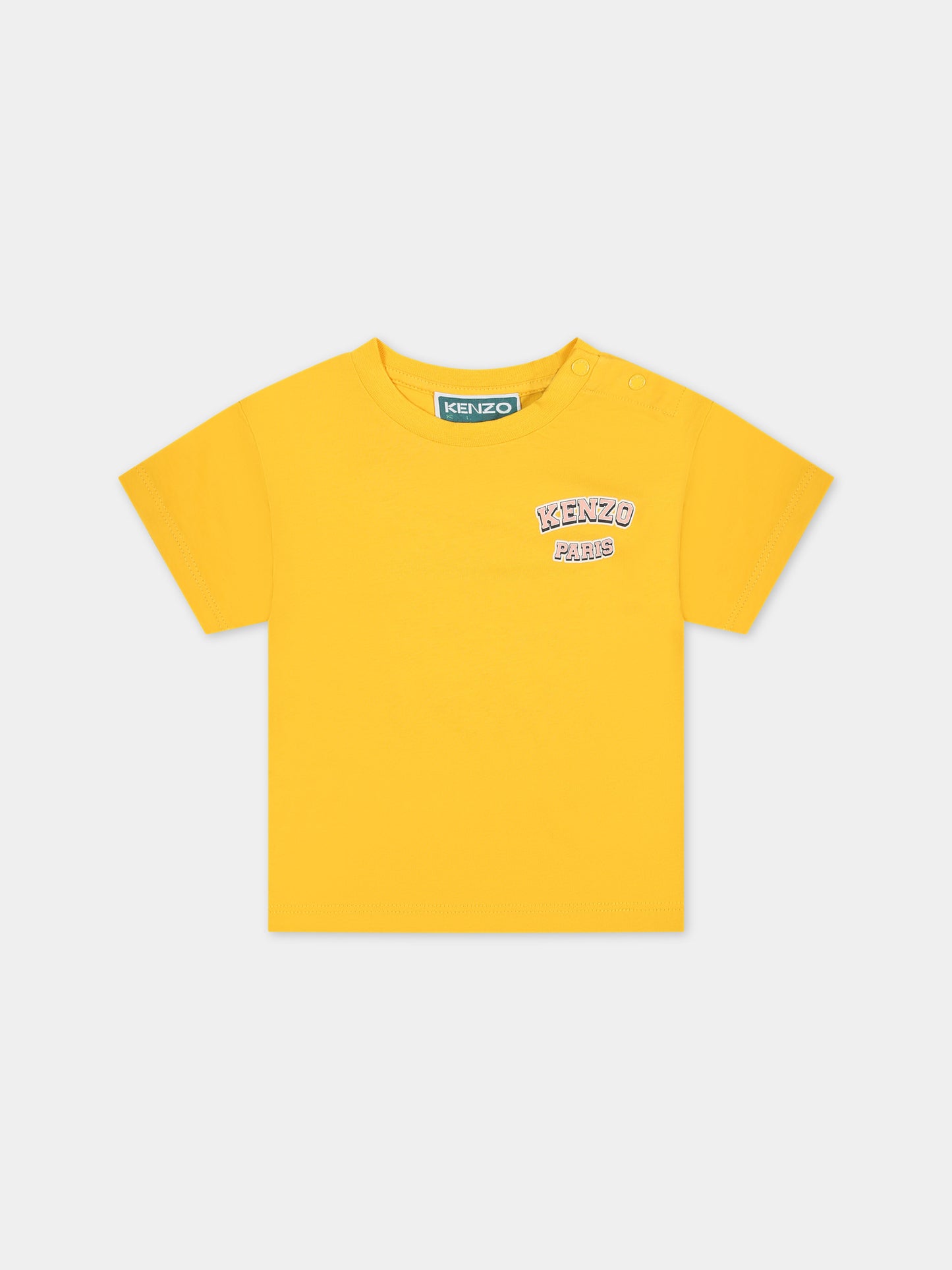 T-shirt gialla per neonata con logo,Kenzo Kids,K60131 536
