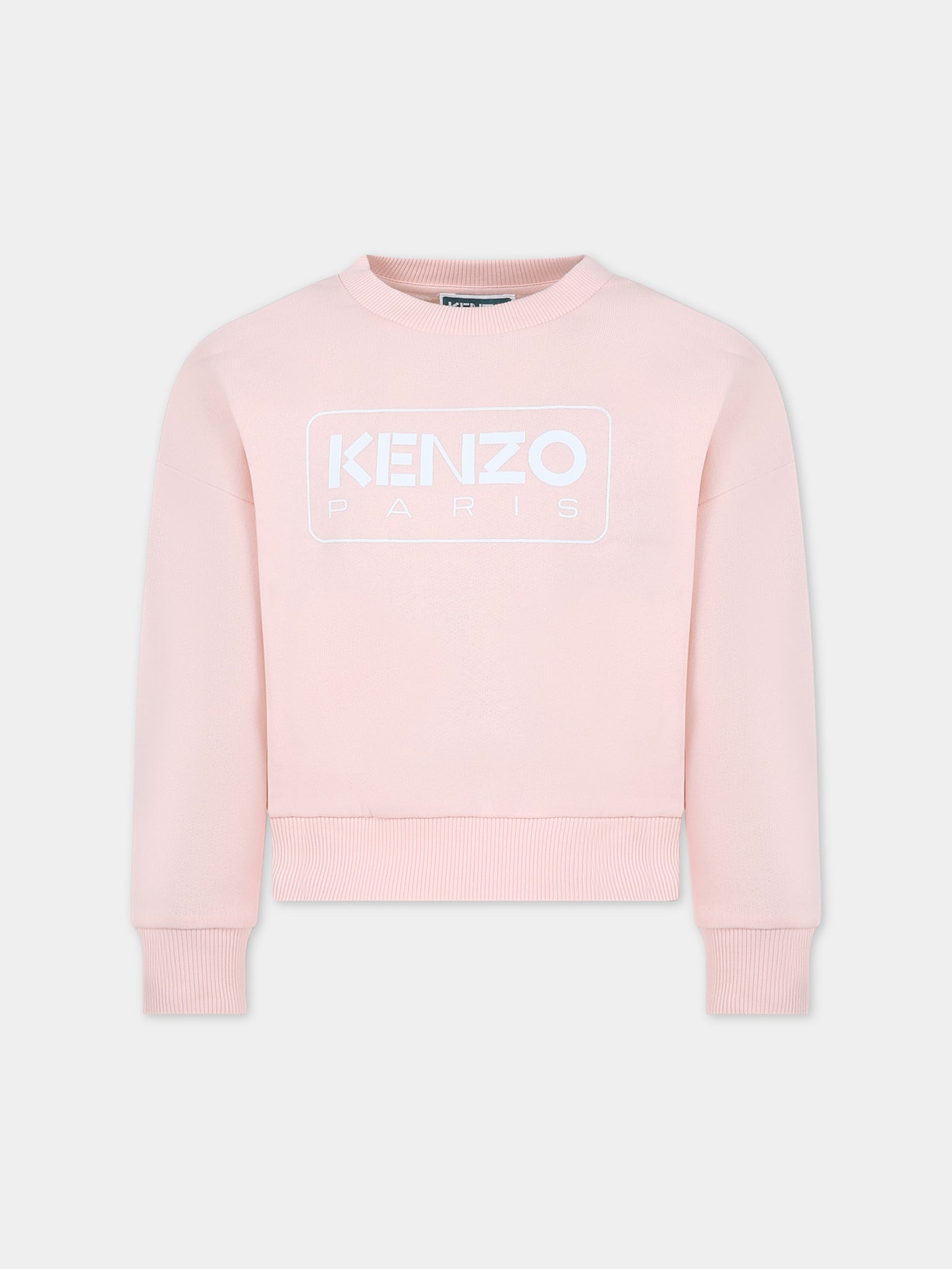 Felpa rosa per bambina con logo,Kenzo Kids,K60238 46T