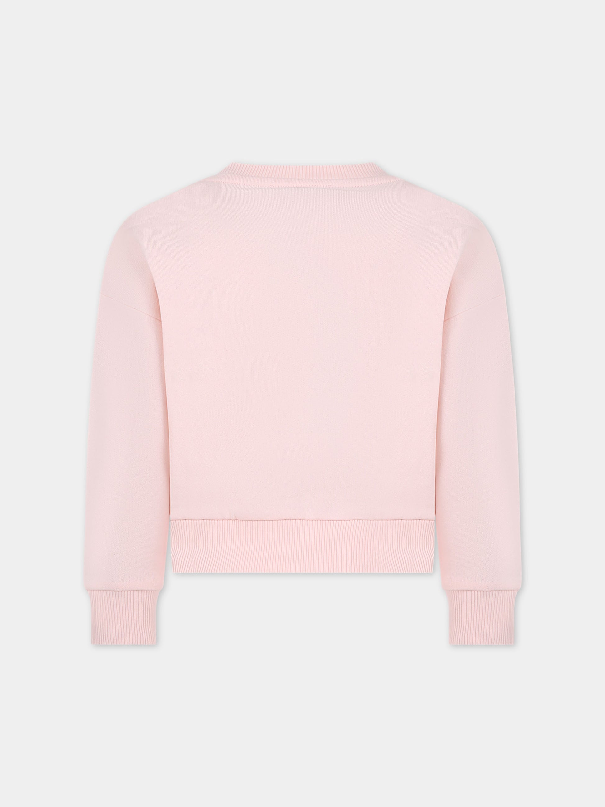 Felpa rosa per bambina con logo,Kenzo Kids,K60238 46T