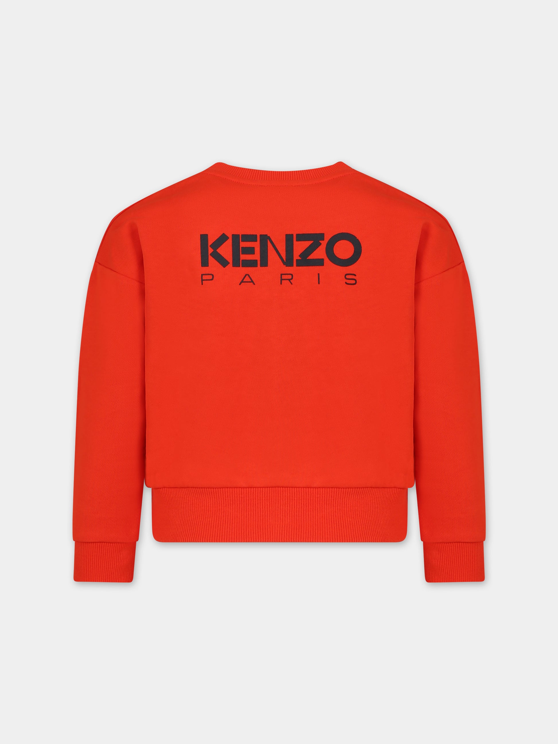 Felpa rossa per bambina con fiore,Kenzo Kids,K60237 99A