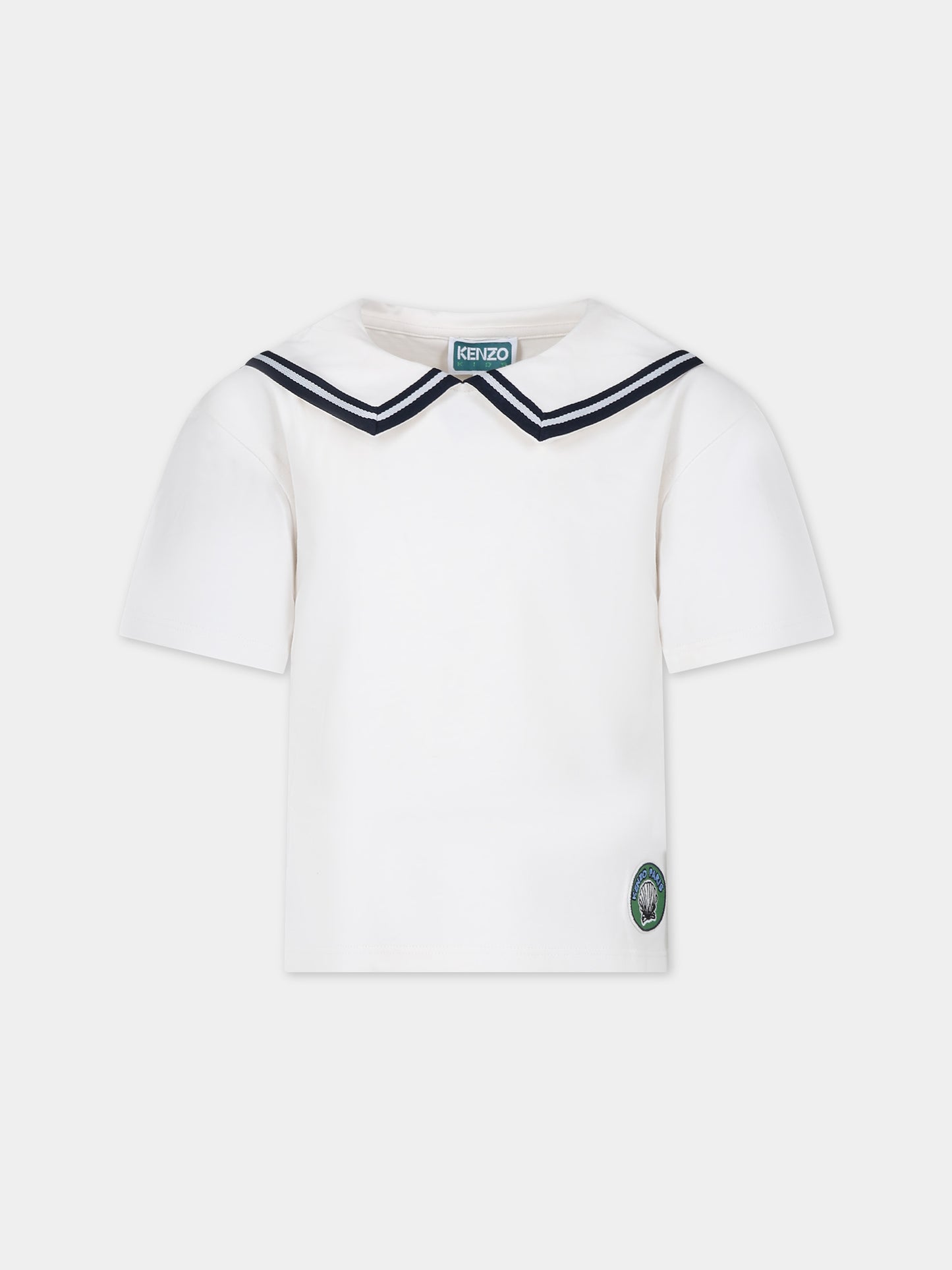 T-shirt avorio per bambino con patch logato,Kenzo Kids,K60267 121