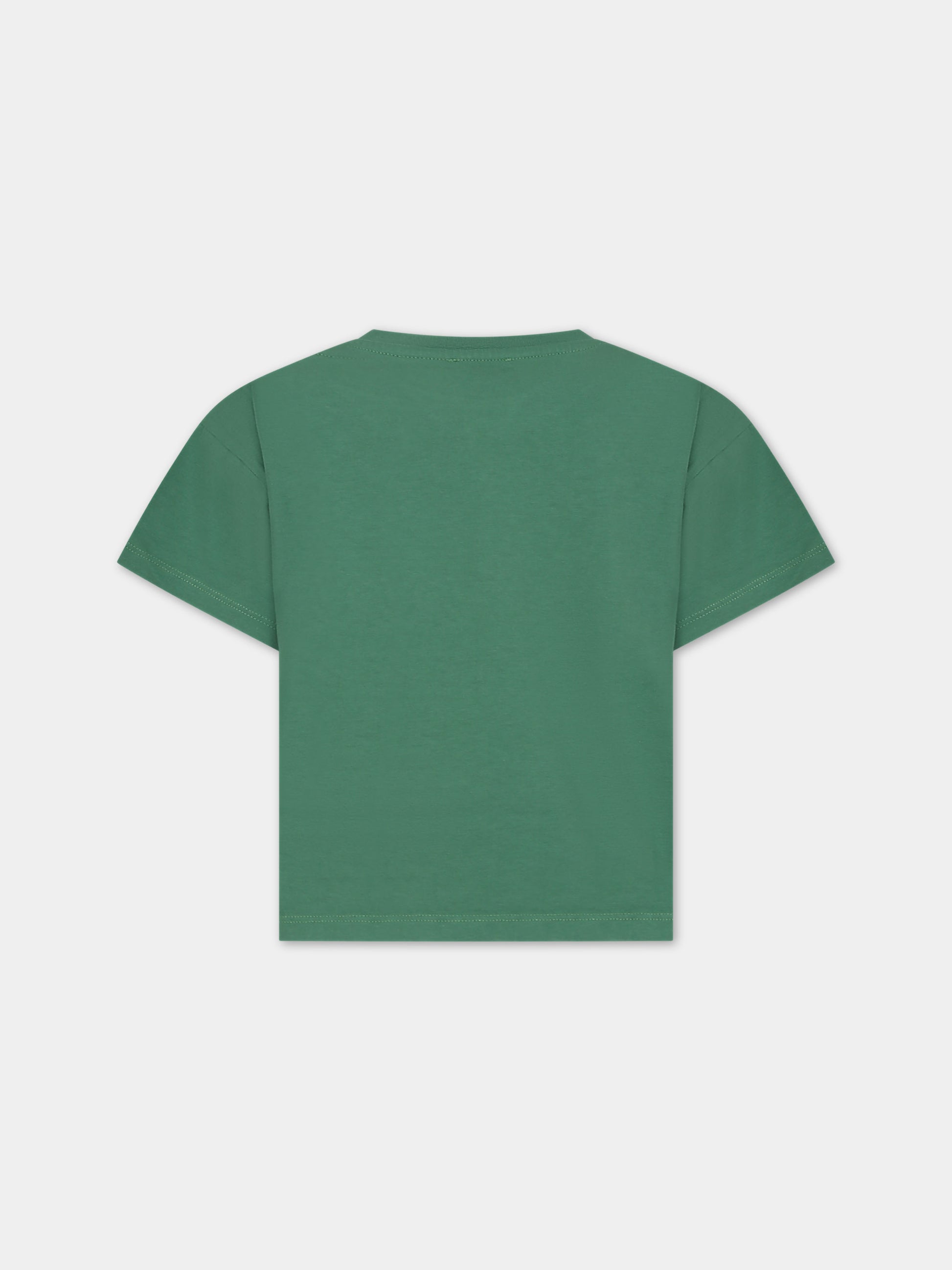 T-shirt verde per bambini con logo,Kenzo Kids,K60340 66F