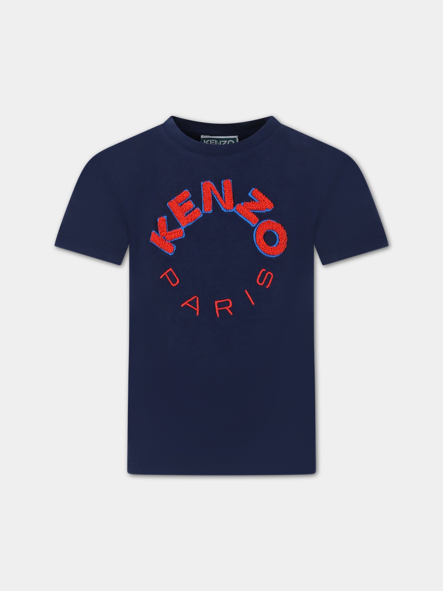 T-shirt blu per bambino con logo,Kenzo Kids,K60341 84A