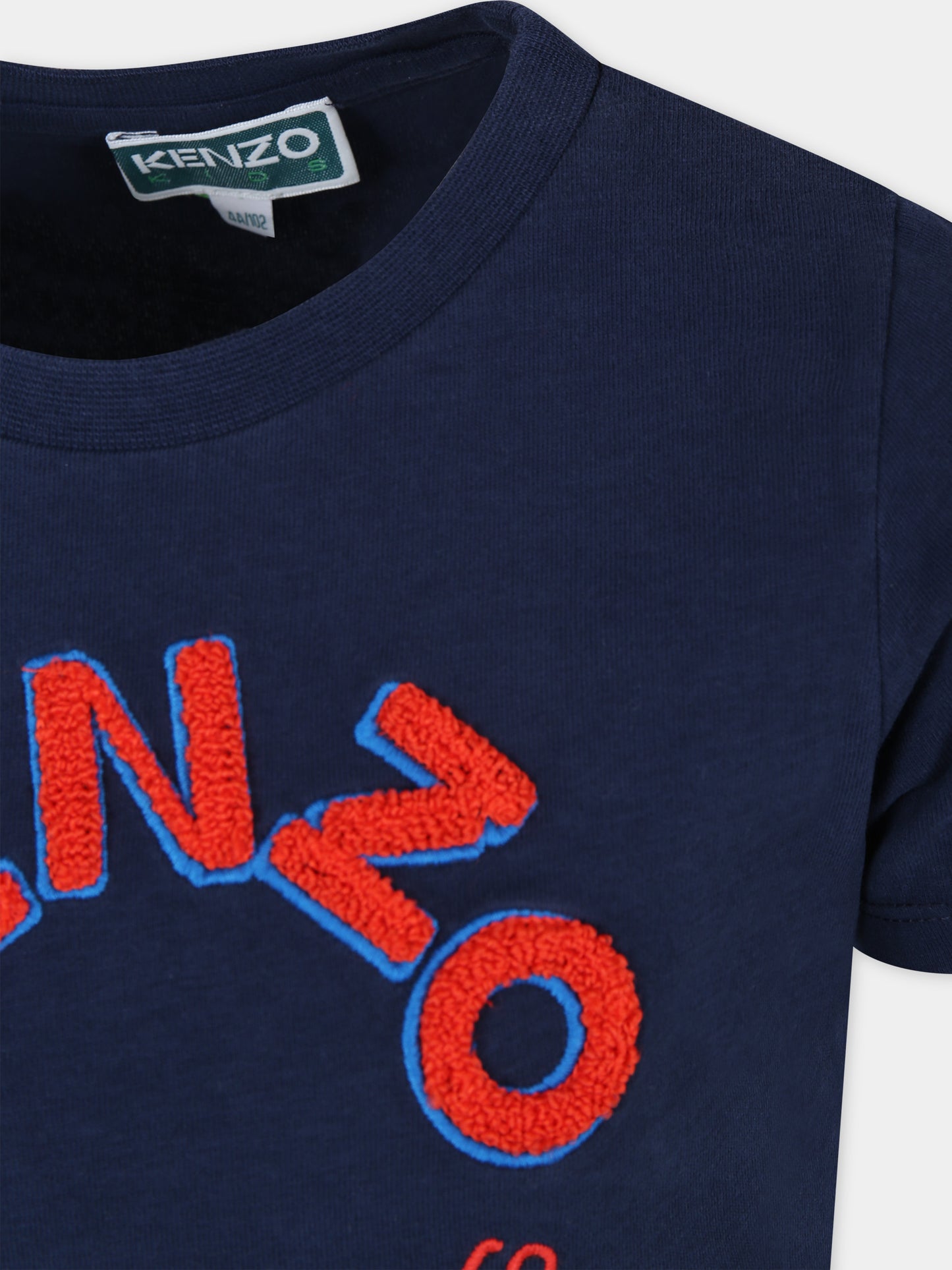 T-shirt blu per bambino con logo,Kenzo Kids,K60341 84A