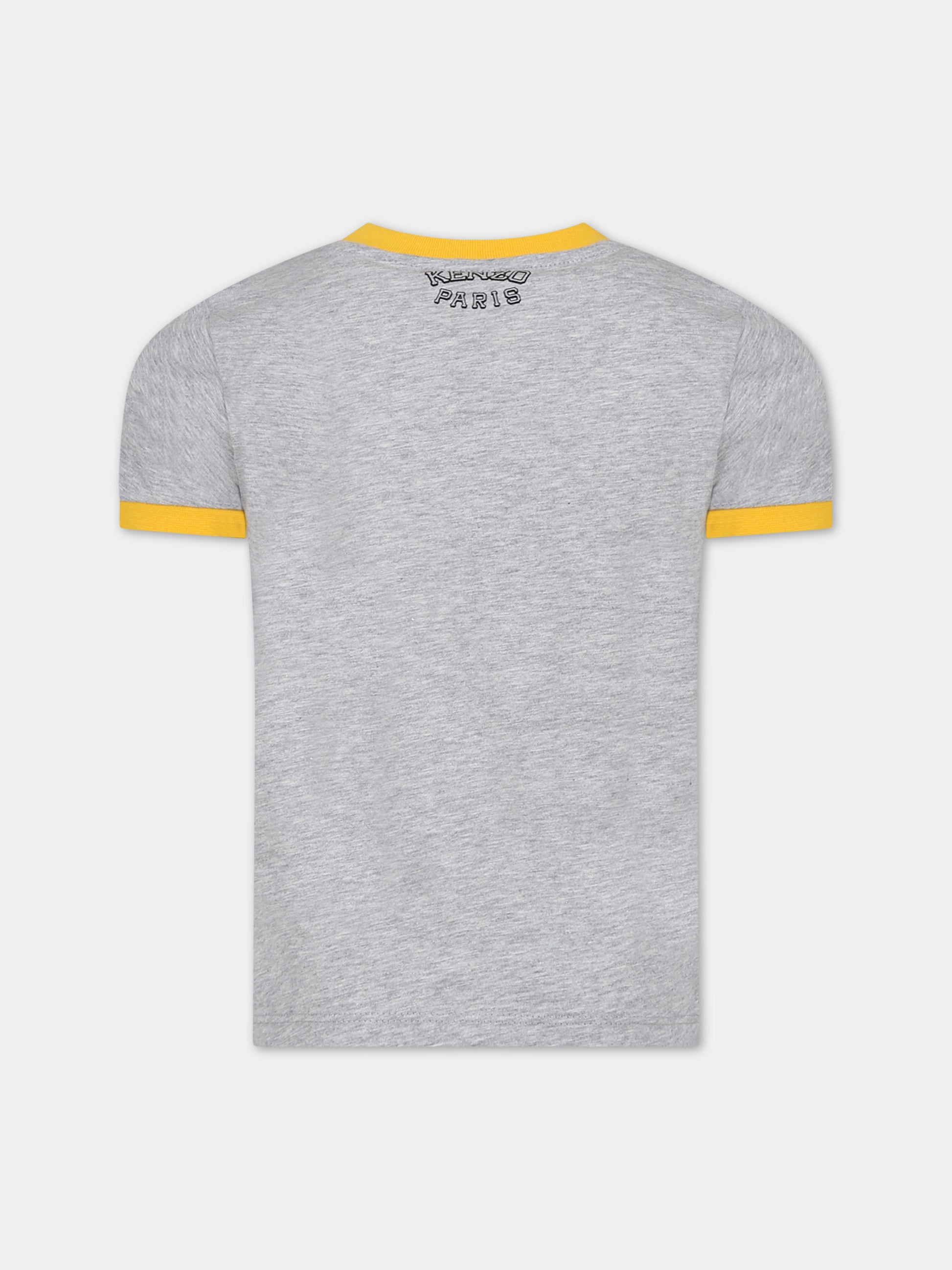 T-shirt grigia per bambino con iconica tigre e logo,Kenzo Kids,K60307 A47